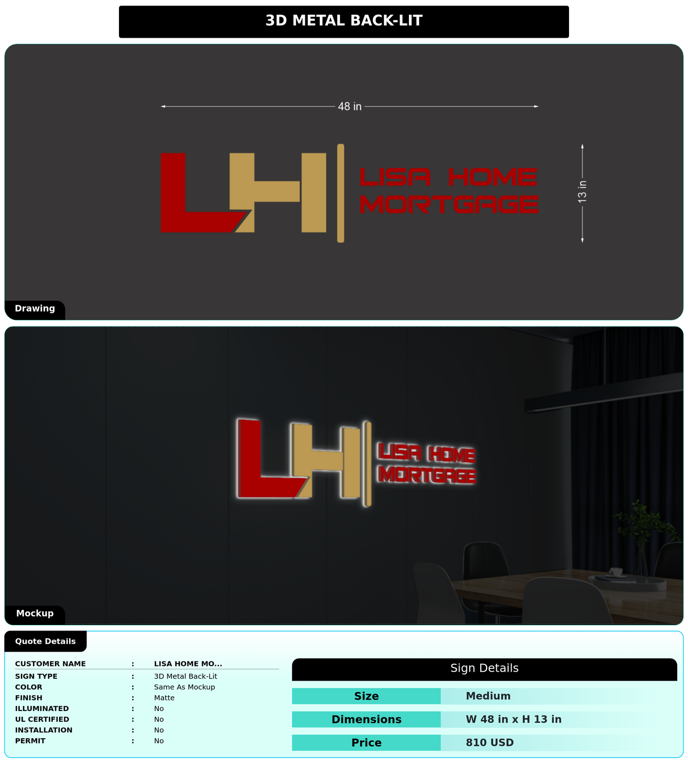 CUSTOM MOCKUP SIGN FOR Lisa Home Mortgage