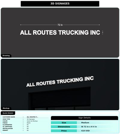 CUSTOM MOCKUP SIGN FOR All Routes Trucking Inc
