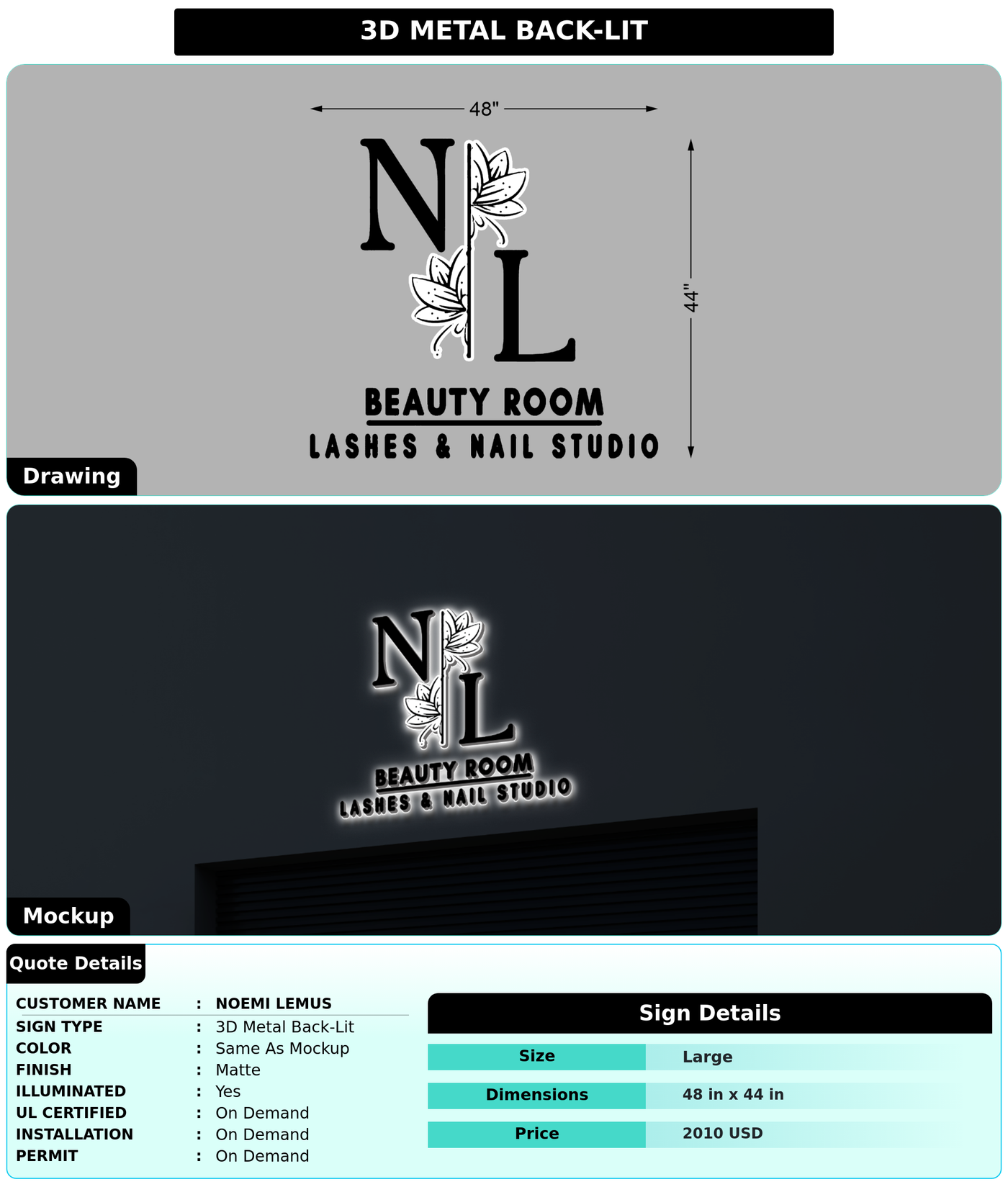 CUSTOM MOCKUP SIGN FOR Noemi lemus
