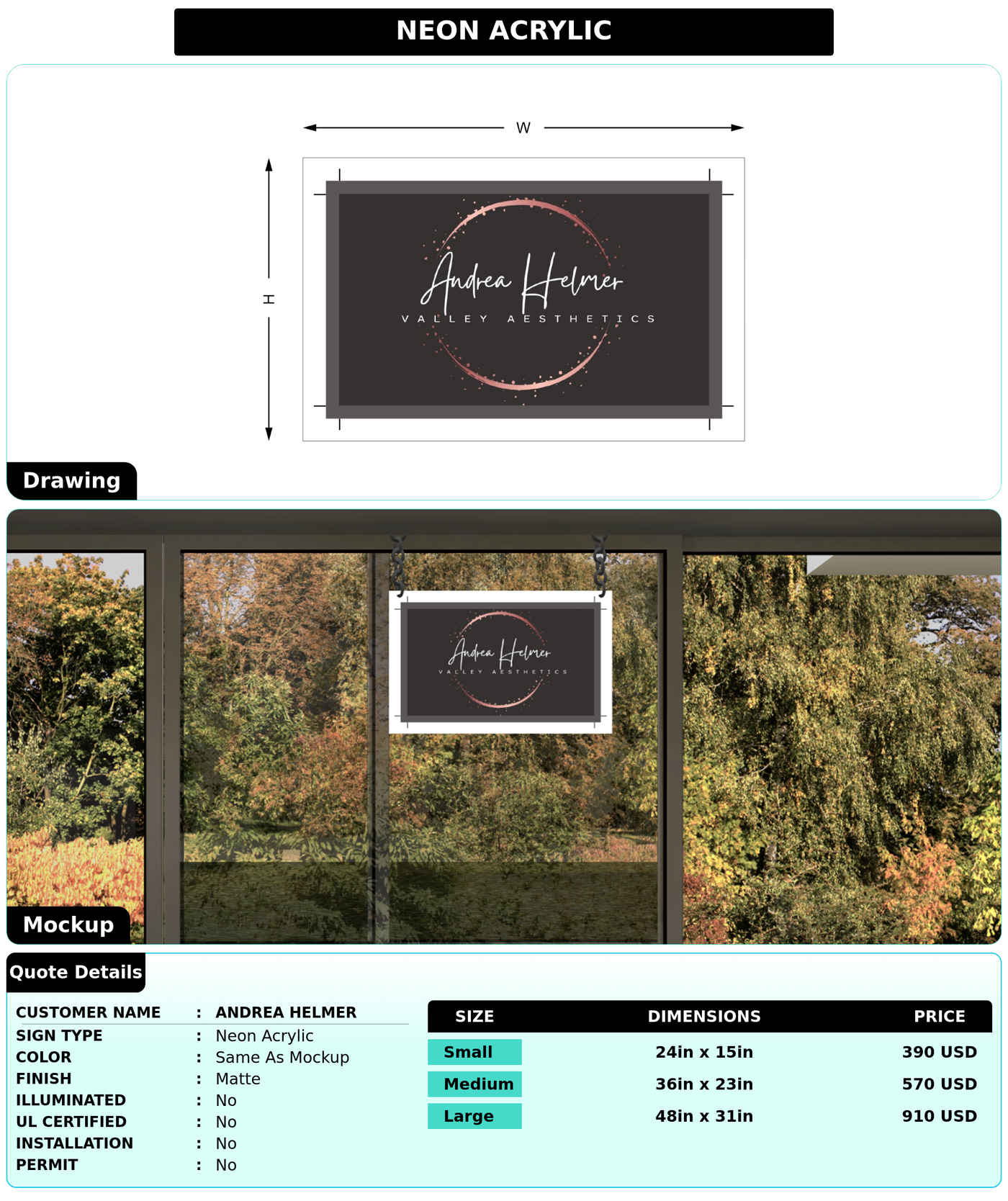 CUSTOM MOCKUP SIGN FOR Andrea Helmer