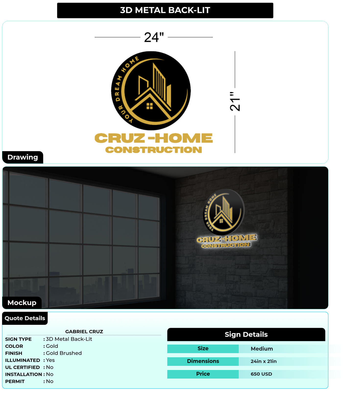 CUSTOM MOCKUP SIGN FOR Gabriel Cruz