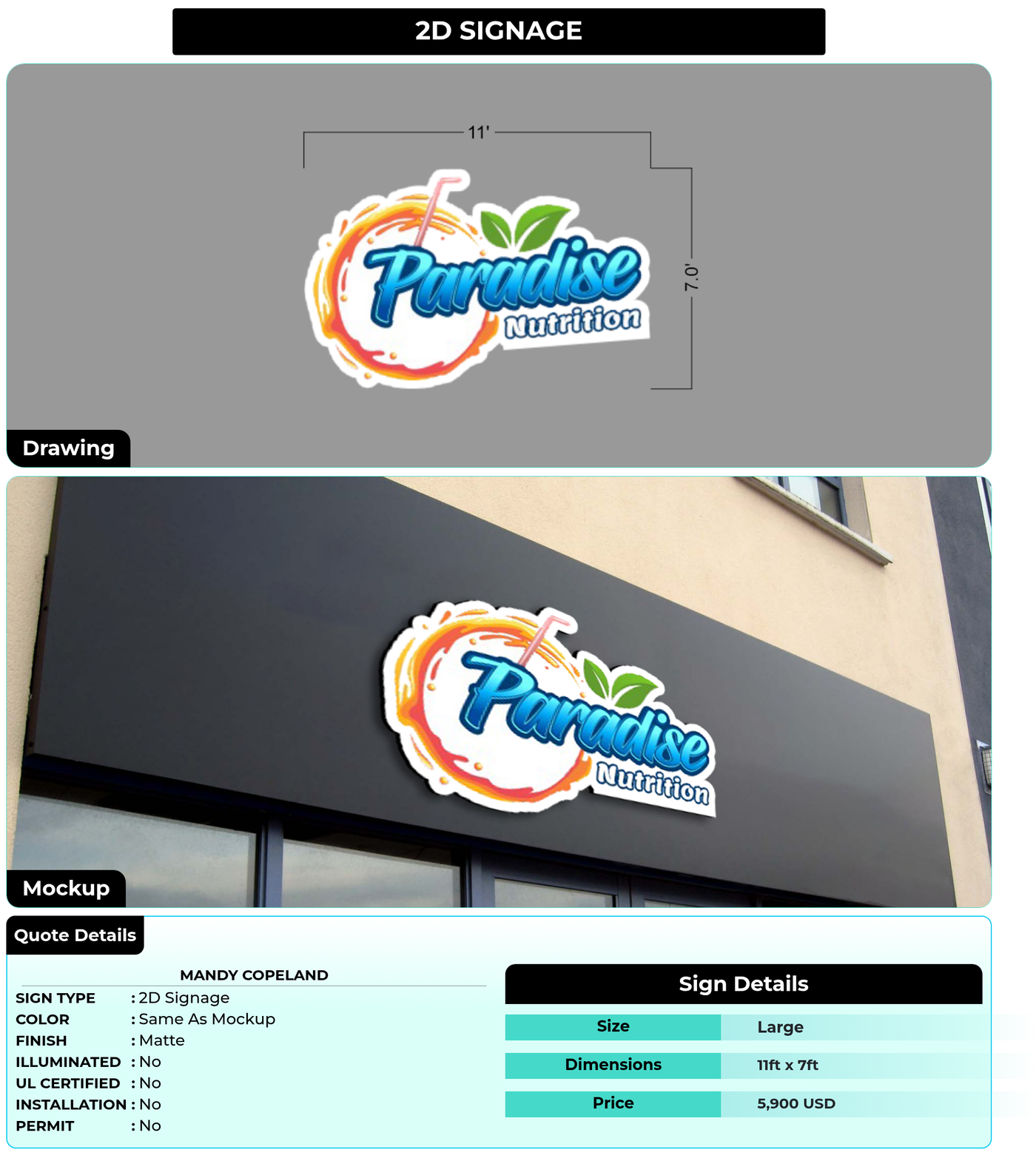 CUSTOM MOCKUP SIGN FOR Mandy Copeland