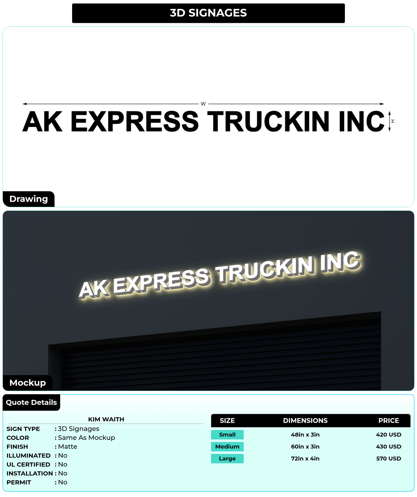 CUSTOM MOCKUP SIGN FOR Kim Waith