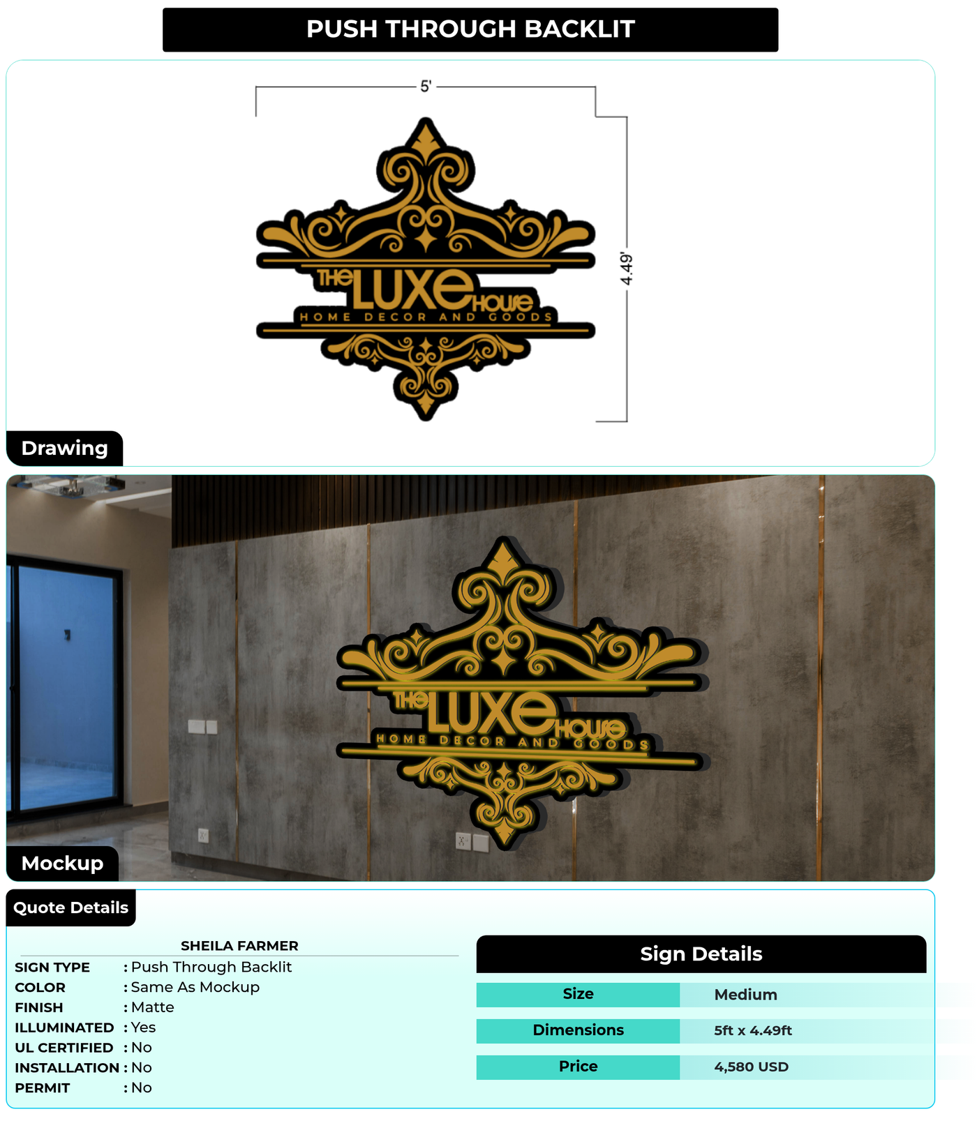 CUSTOM MOCKUP SIGN FOR Sheila Farmer