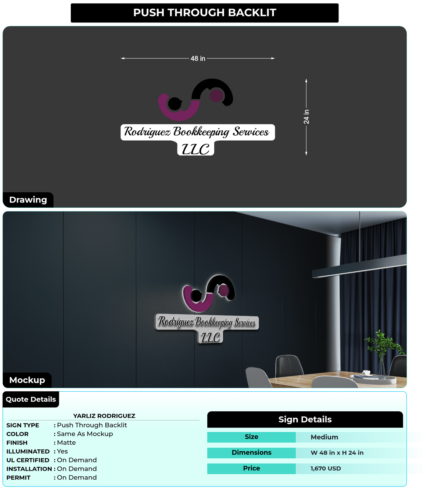 CUSTOM MOCKUP SIGN FOR Yarliz Rodriguez