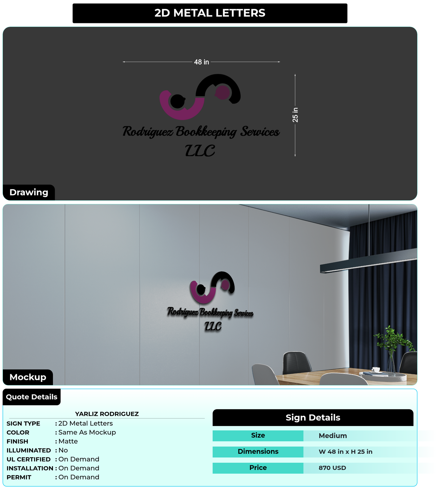 CUSTOM MOCKUP SIGN FOR Yarliz Rodriguez
