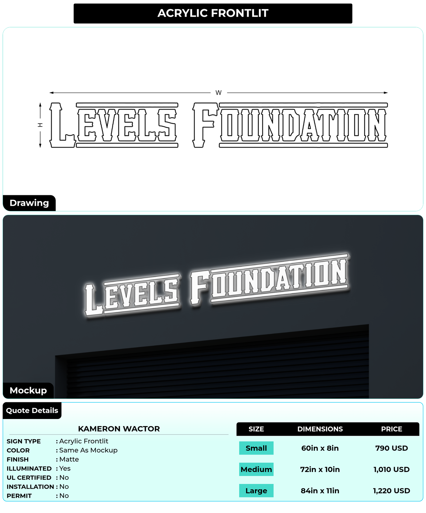 CUSTOM MOCKUP SIGN FOR Kameron Wactor