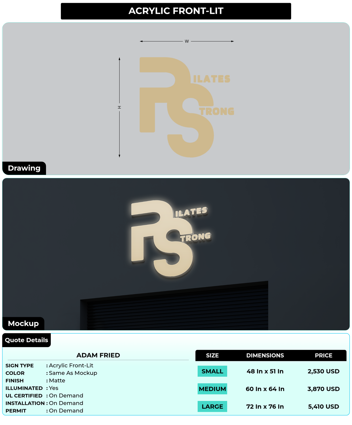 CUSTOM MOCKUP SIGN FOR Adam Fried
