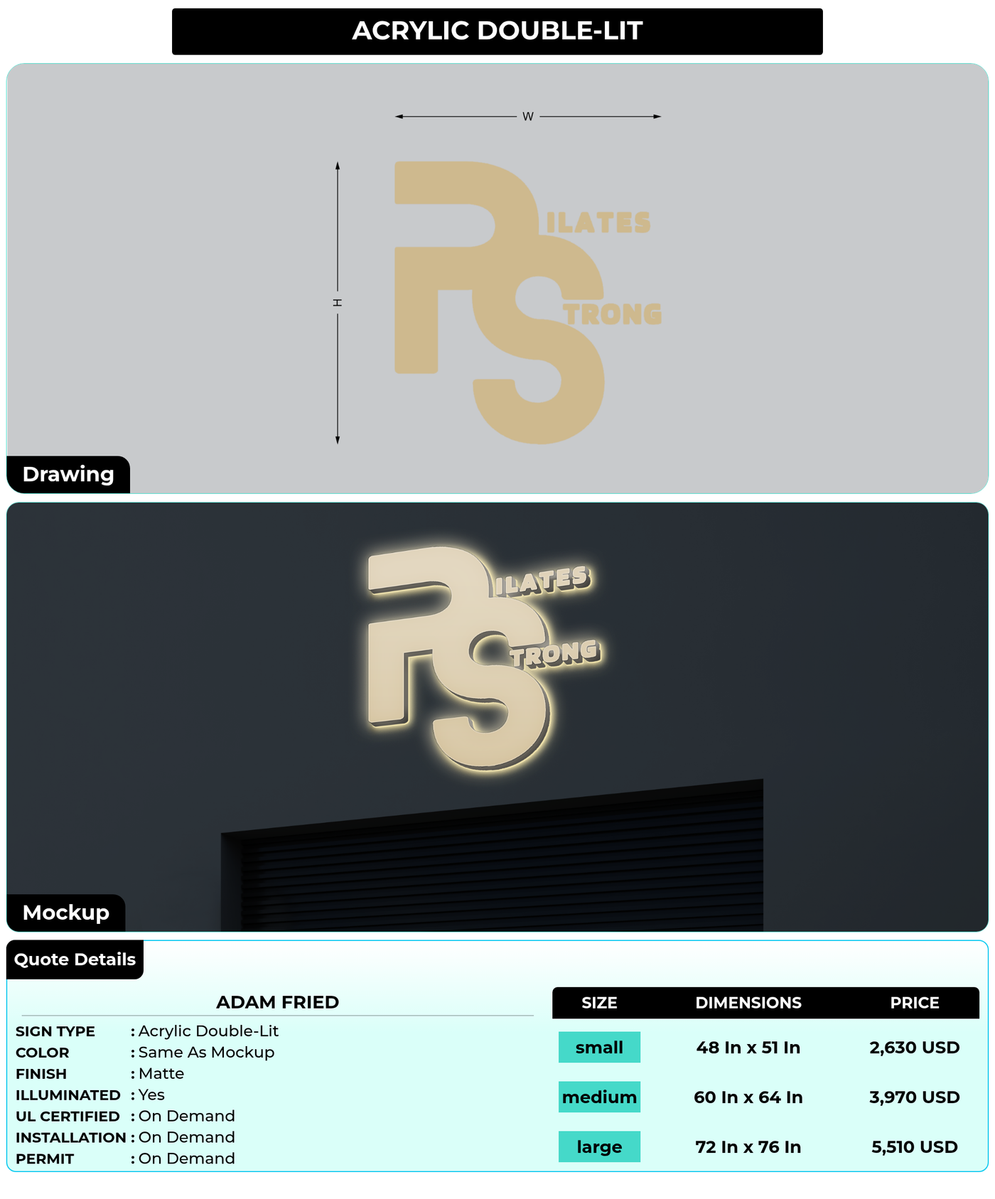 CUSTOM MOCKUP SIGN FOR Adam Fried