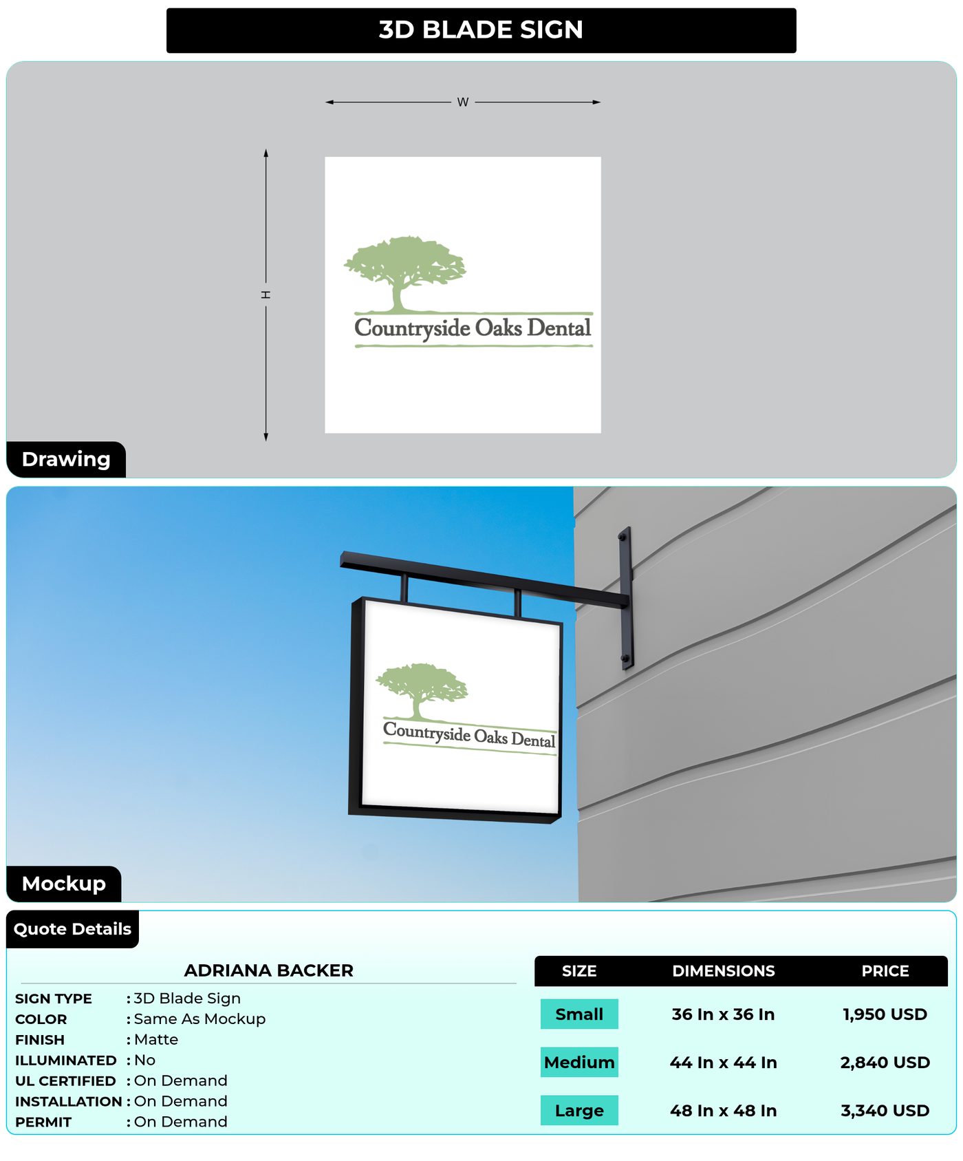 CUSTOM MOCKUP SIGN FOR Adriana Backer