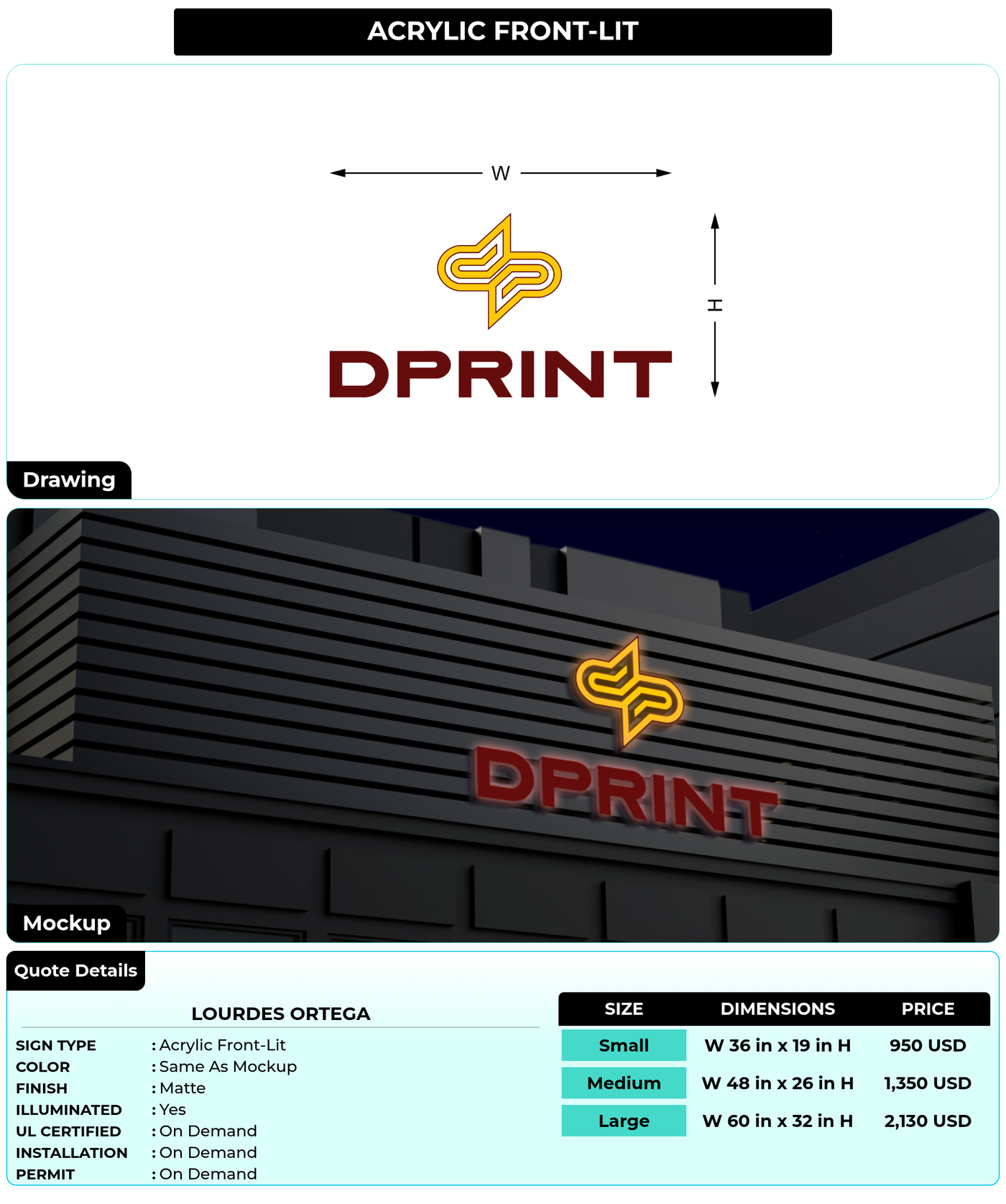 CUSTOM MOCKUP SIGN FOR LOURDES ORTEGA