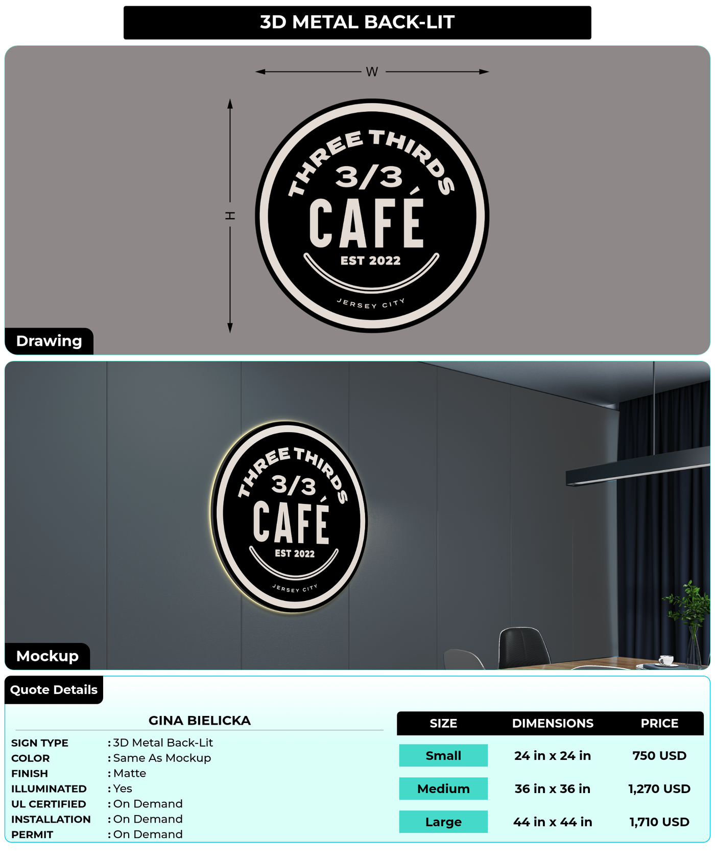 CUSTOM MOCKUP SIGN FOR Gina Bielicka