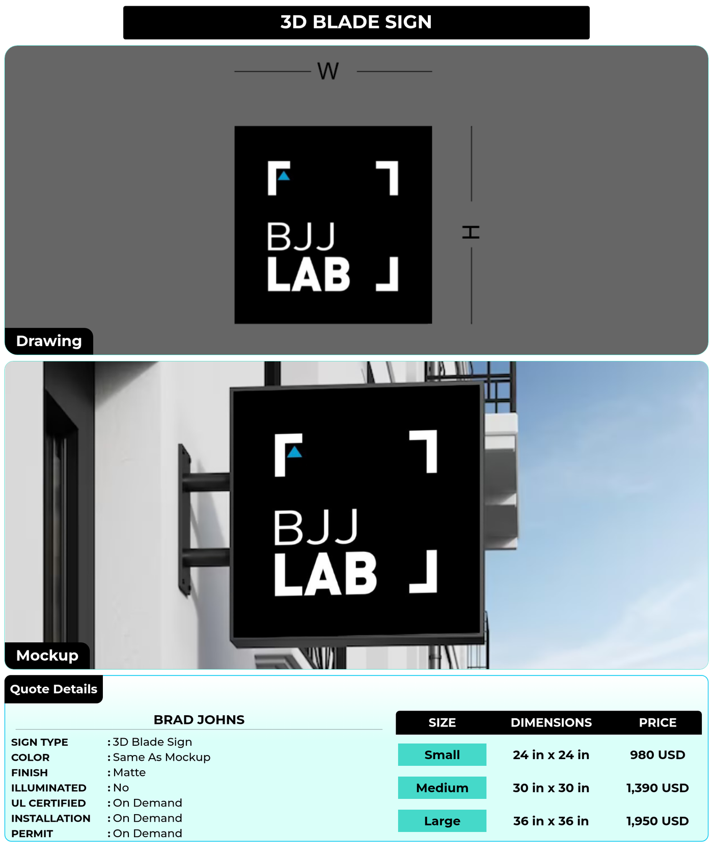 CUSTOM MOCKUP SIGN FOR Brad Johns