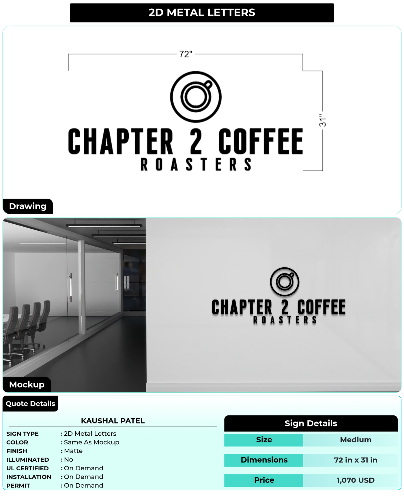 CUSTOM MOCKUP SIGN FOR Kaushal Patel