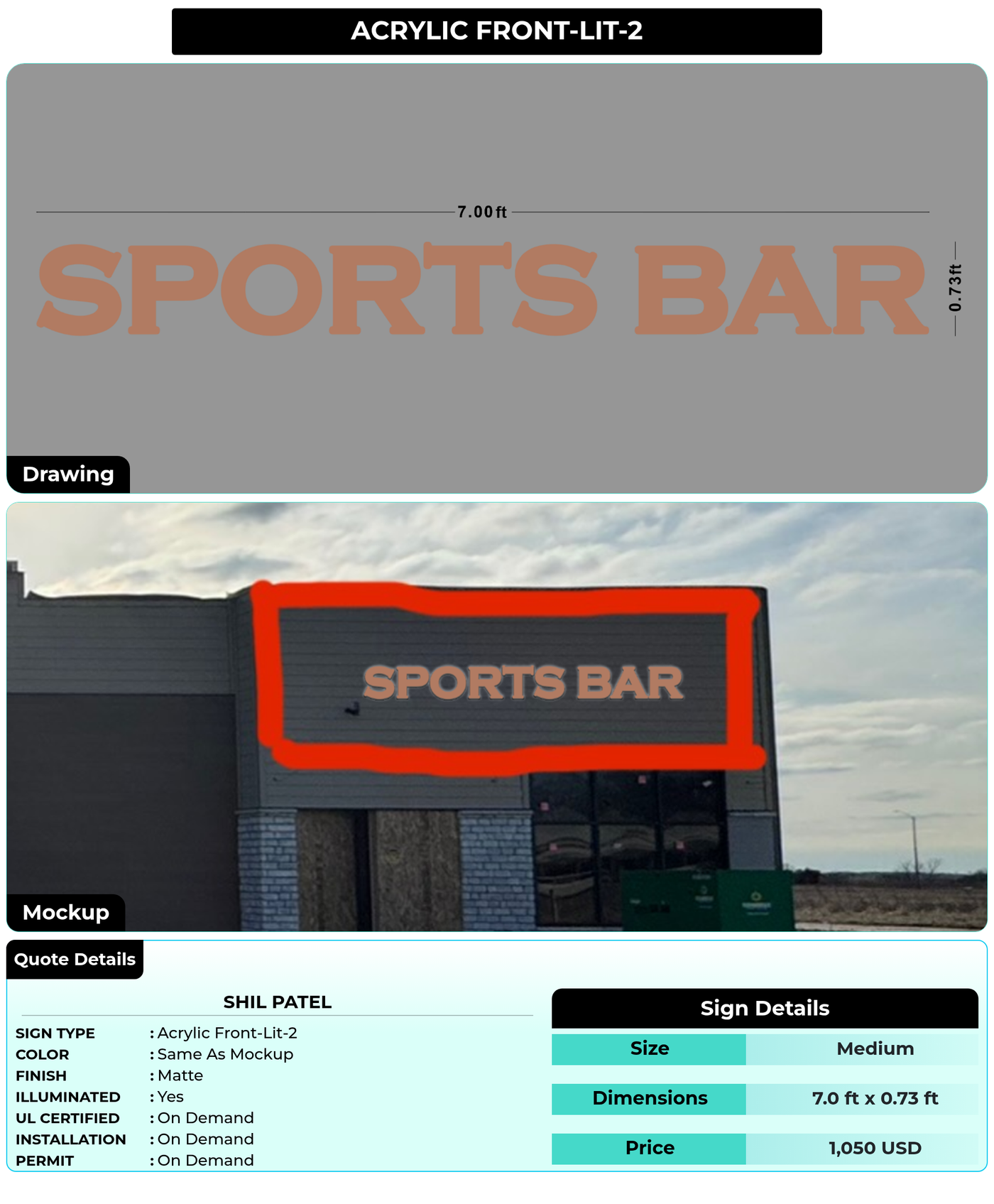 CUSTOM MOCKUP SIGN FOR Shil Patel