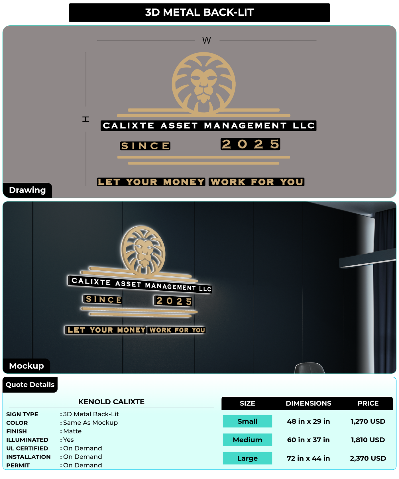 CUSTOM MOCKUP SIGN FOR Kenold Calixte