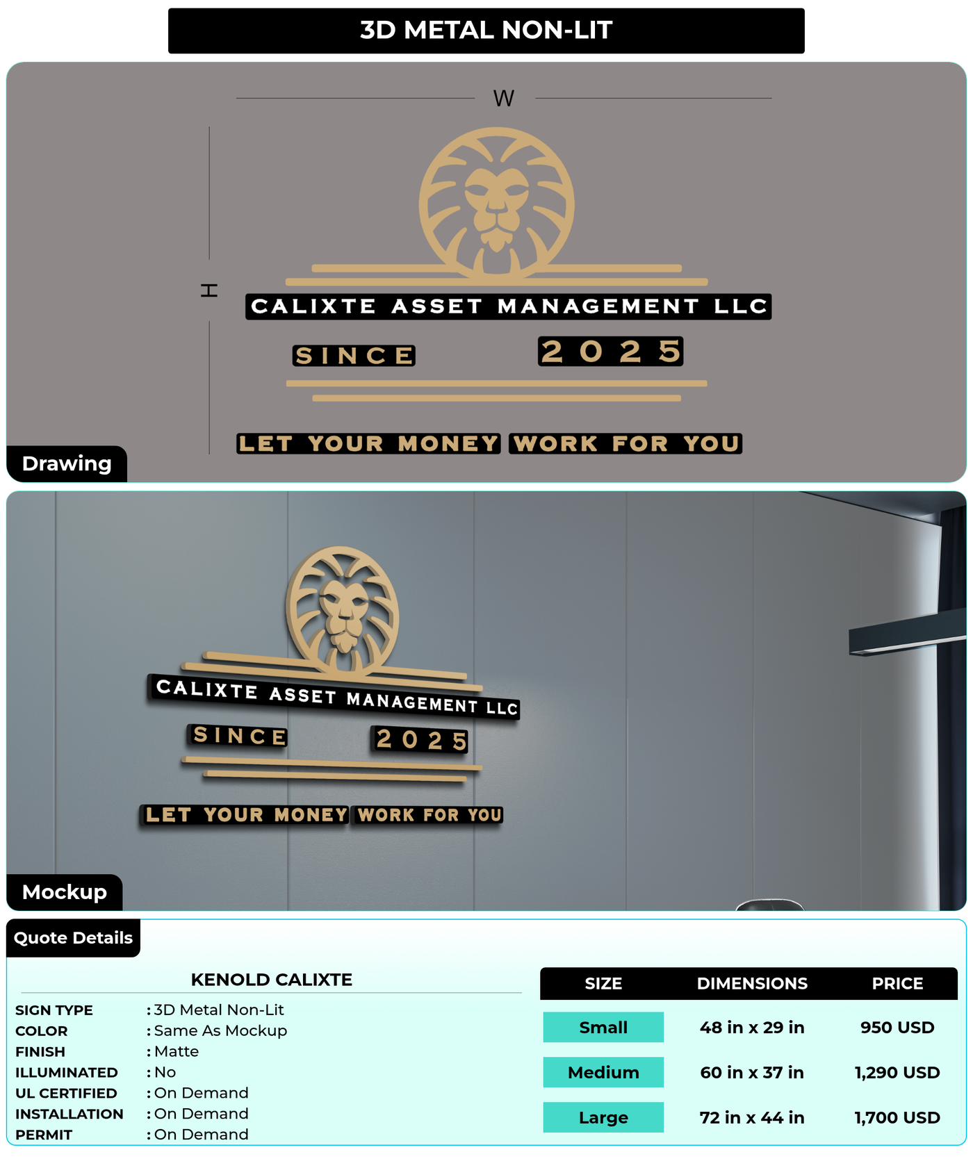 CUSTOM MOCKUP SIGN FOR Kenold Calixte