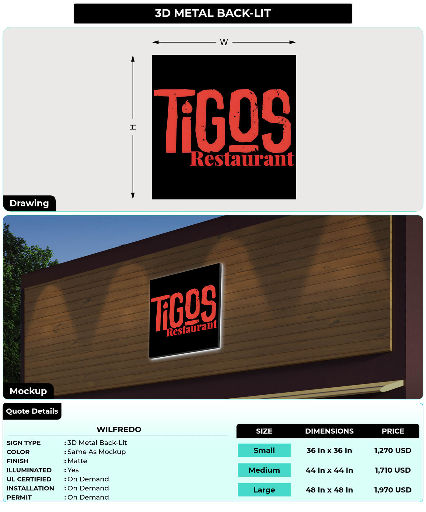 CUSTOM MOCKUP SIGN FOR Wilfredo
