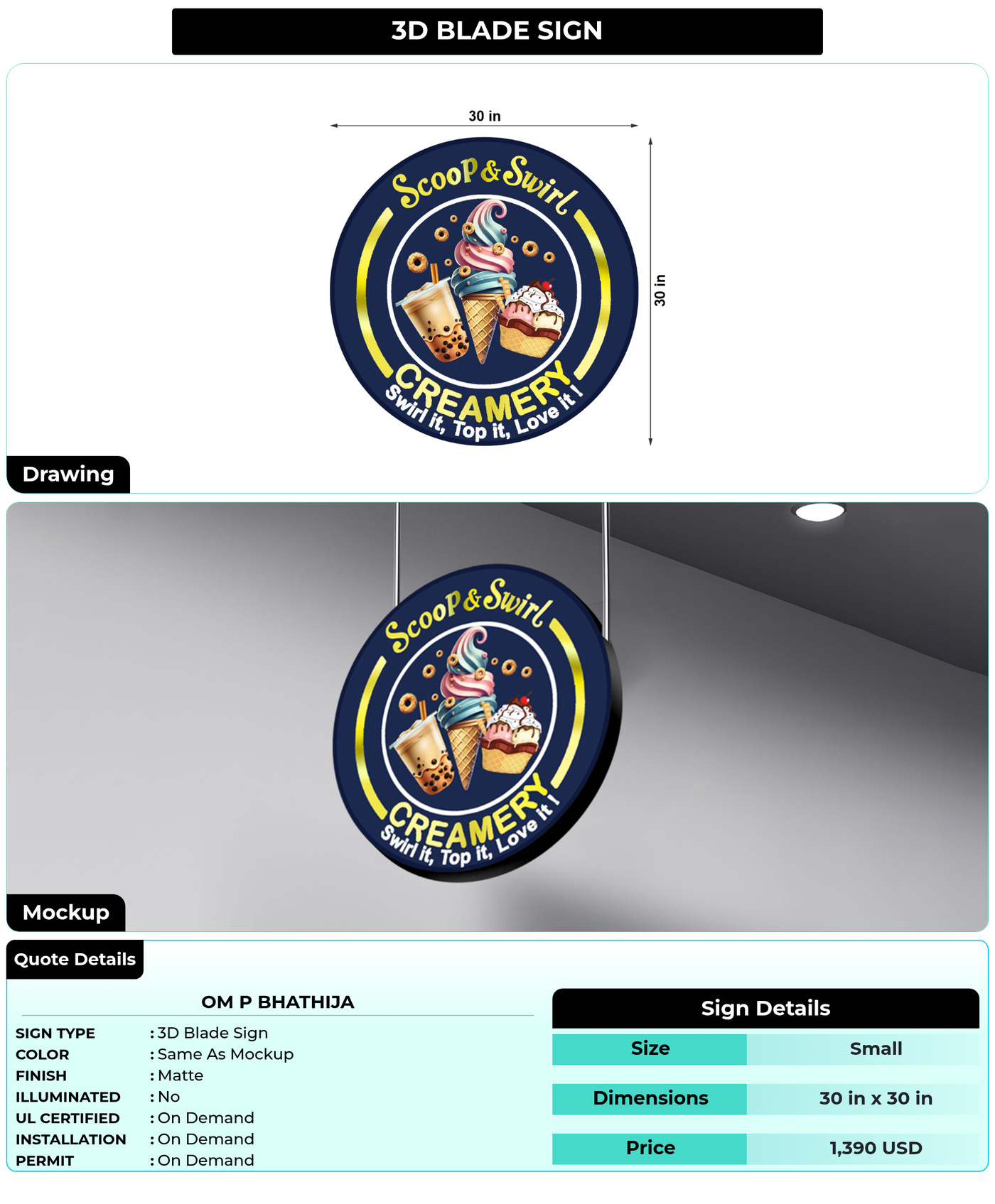 CUSTOM MOCKUP SIGN FOR OM P BHATHIJA
