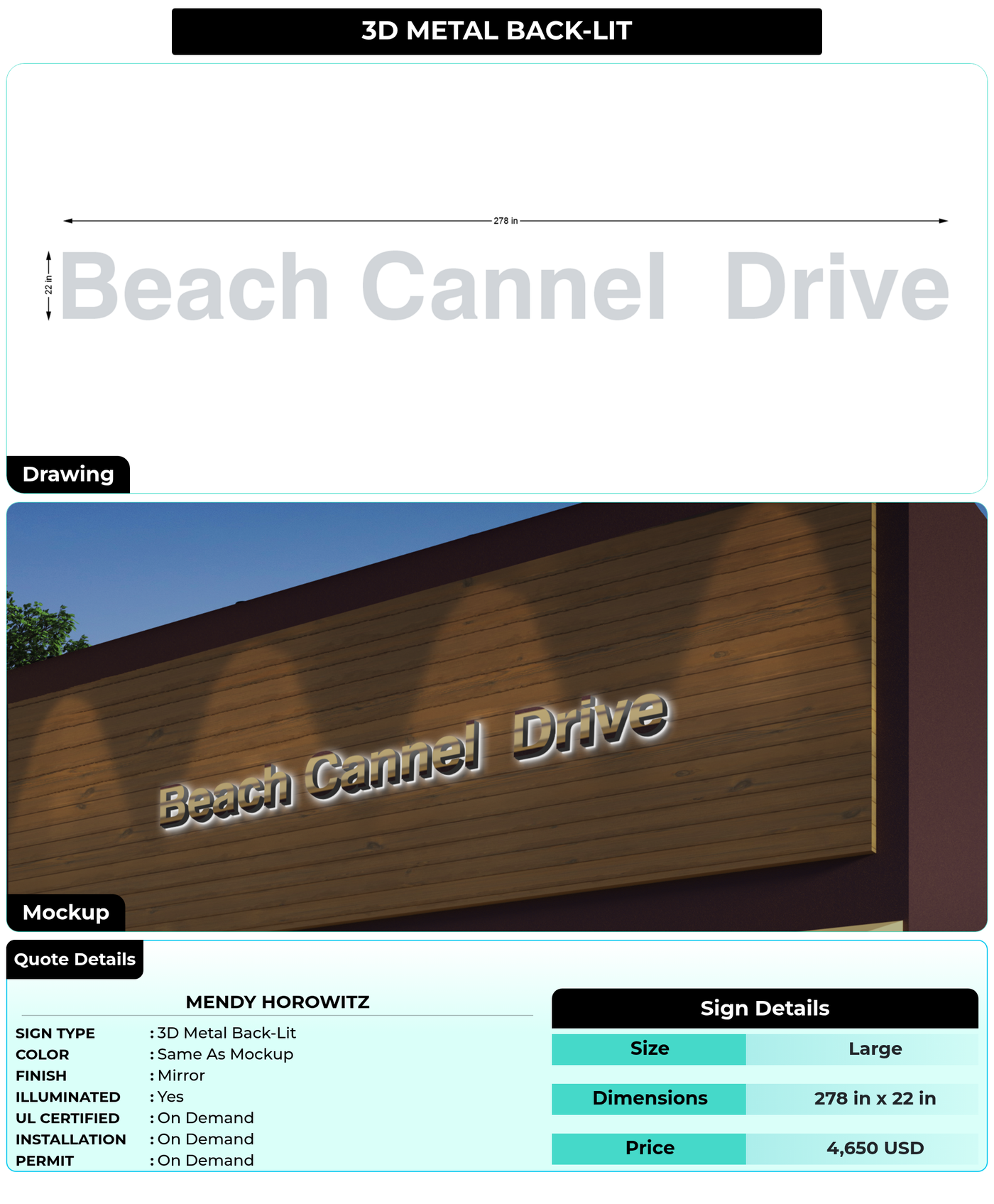 CUSTOM MOCKUP SIGN FOR Mendy Horowitz