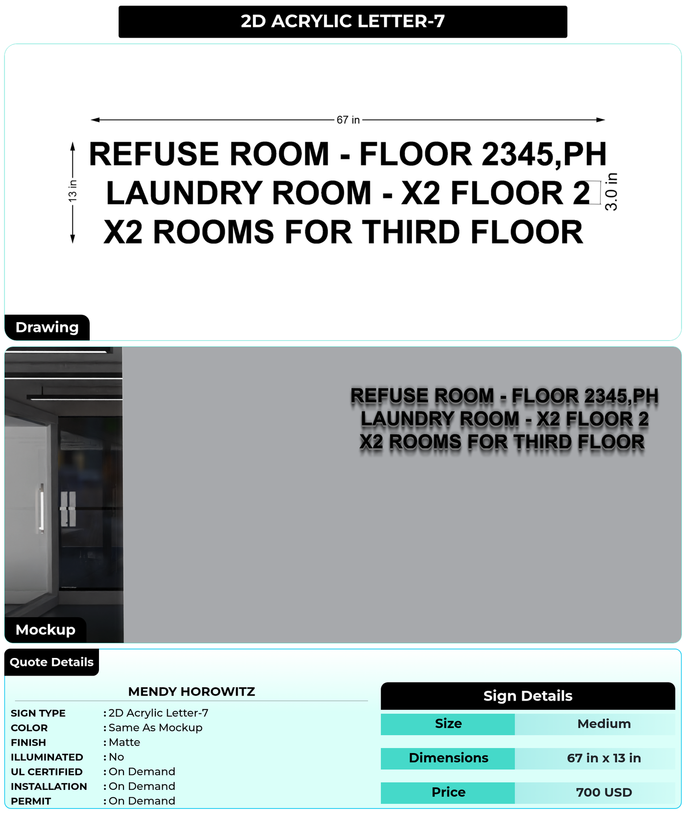 CUSTOM MOCKUP SIGN FOR Mendy Horowitz
