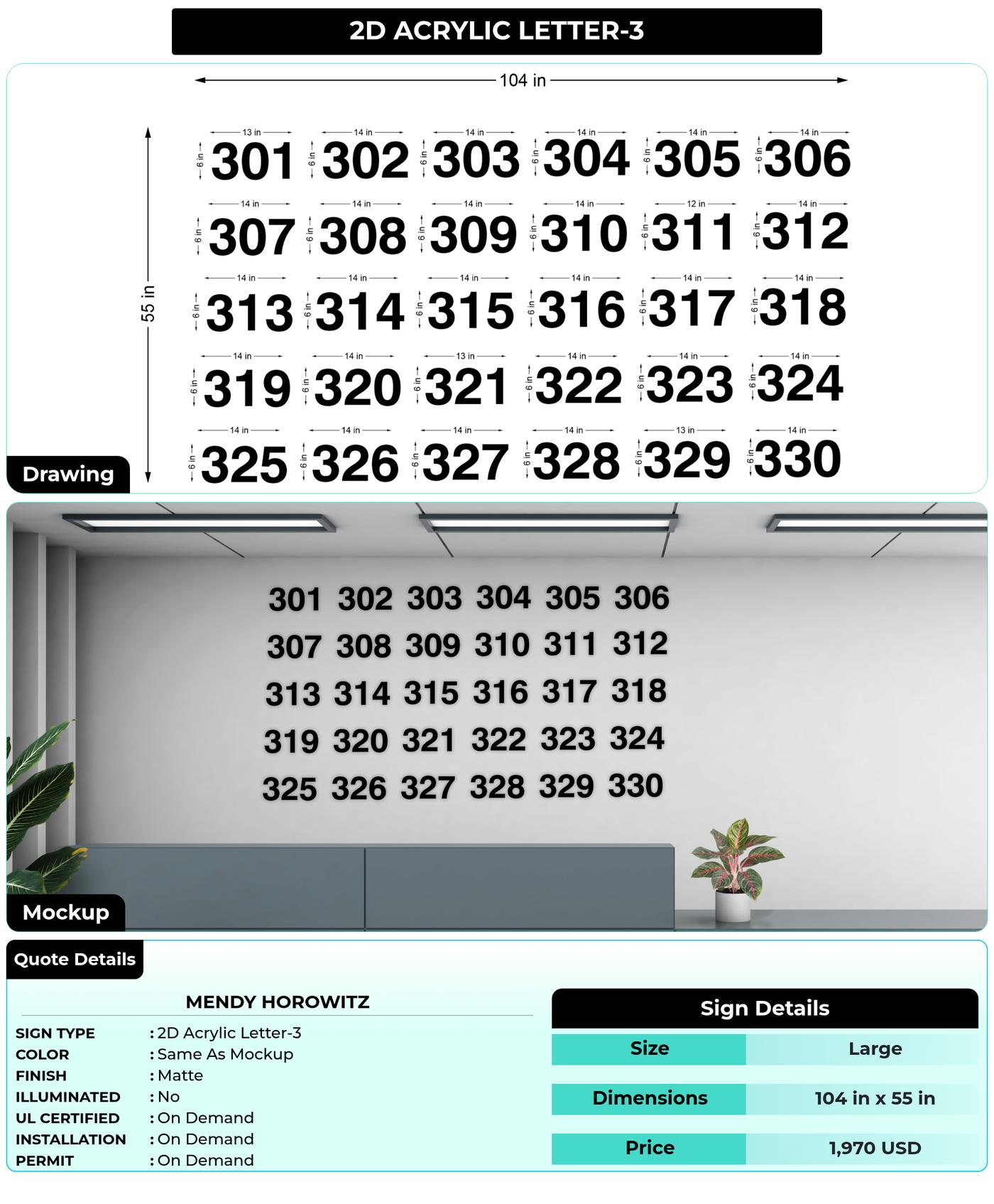 CUSTOM MOCKUP SIGN FOR Mendy Horowitz