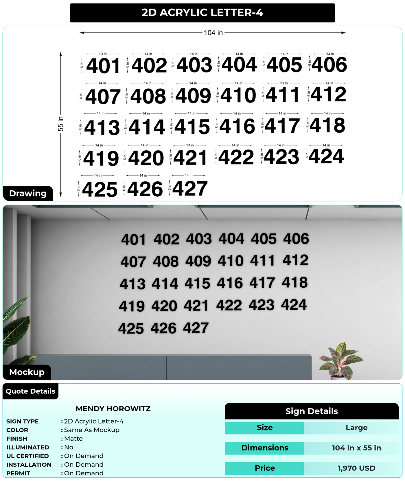 CUSTOM MOCKUP SIGN FOR Mendy Horowitz