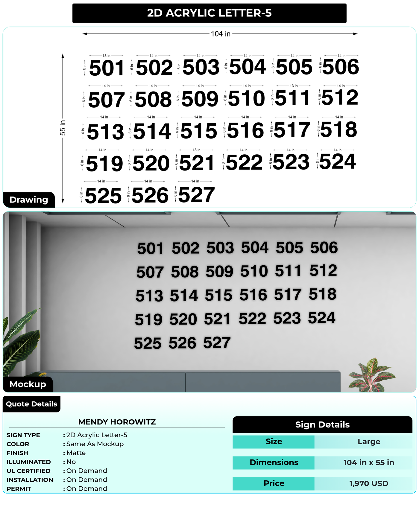 CUSTOM MOCKUP SIGN FOR Mendy Horowitz