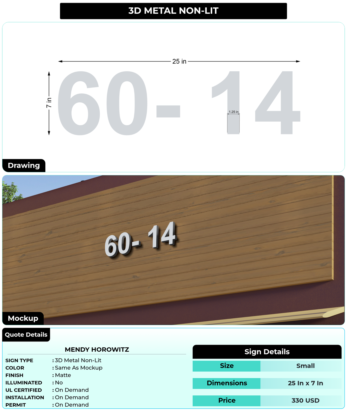CUSTOM MOCKUP SIGN FOR Mendy Horowitz