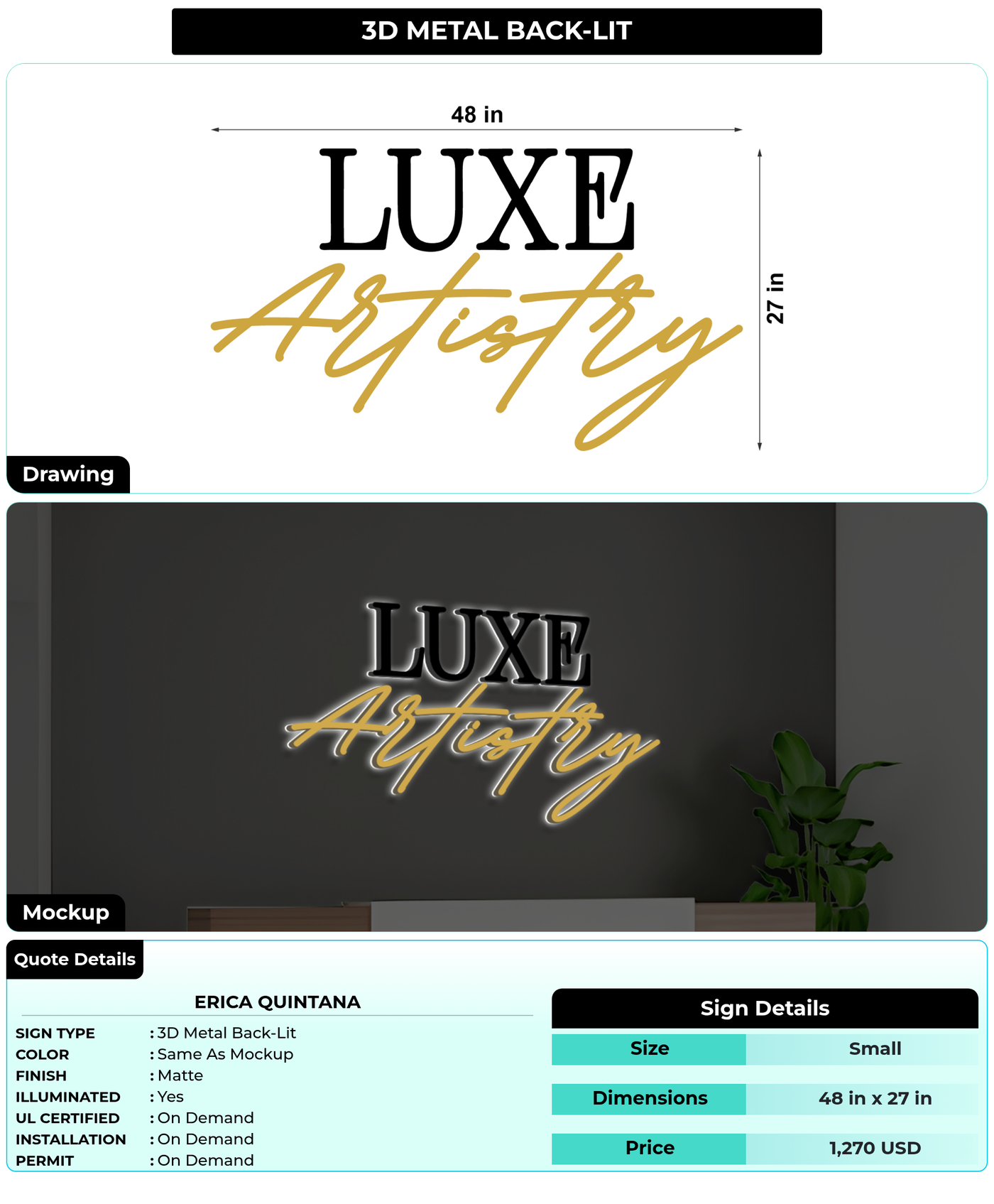 CUSTOM MOCKUP SIGN FOR Erica Quintana