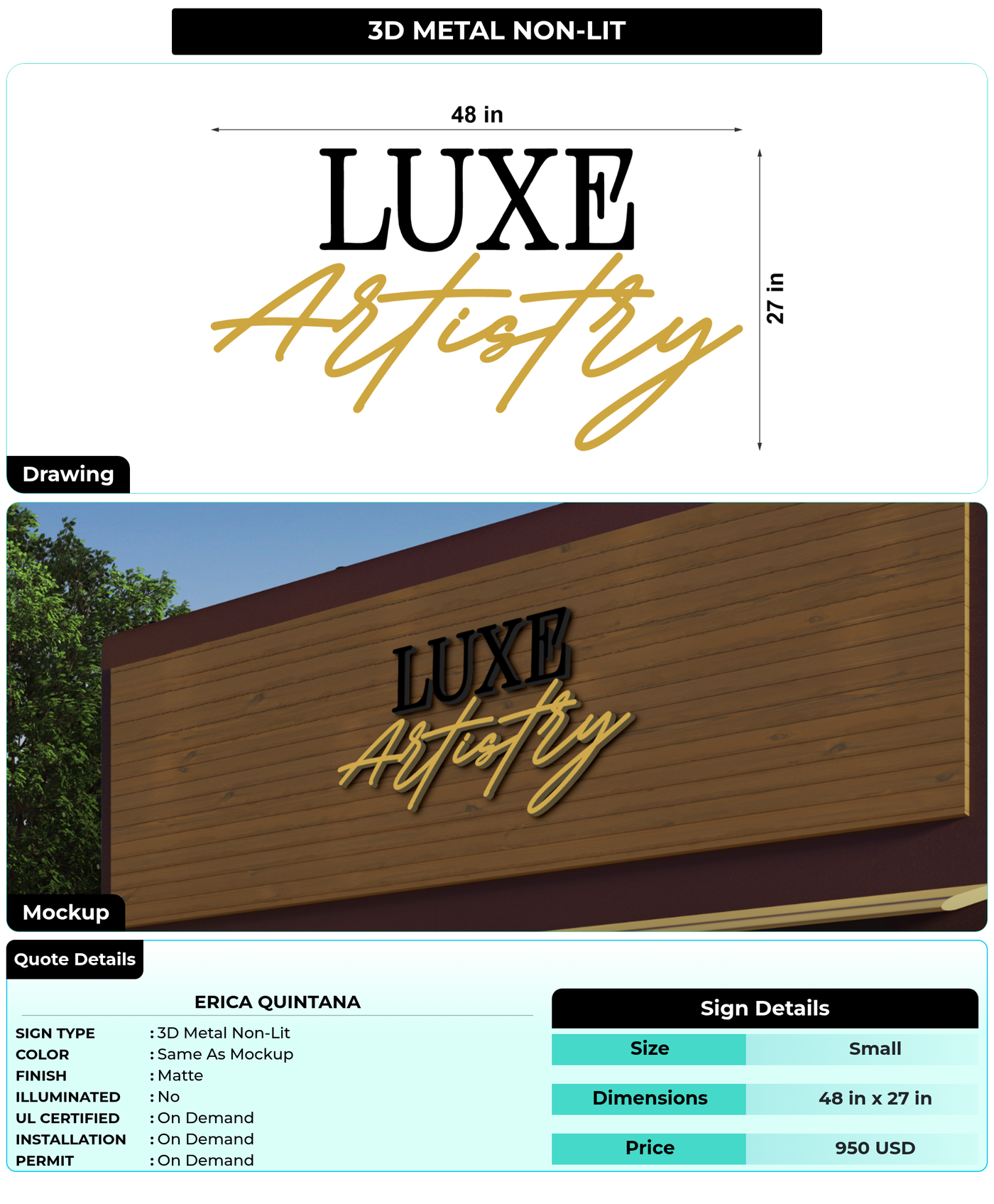 CUSTOM MOCKUP SIGN FOR Erica Quintana