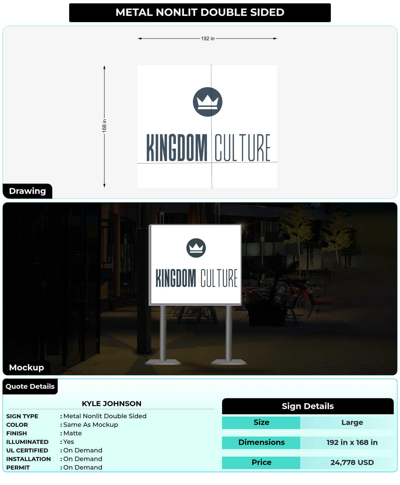 CUSTOM MOCKUP SIGN FOR Kyle Johnson