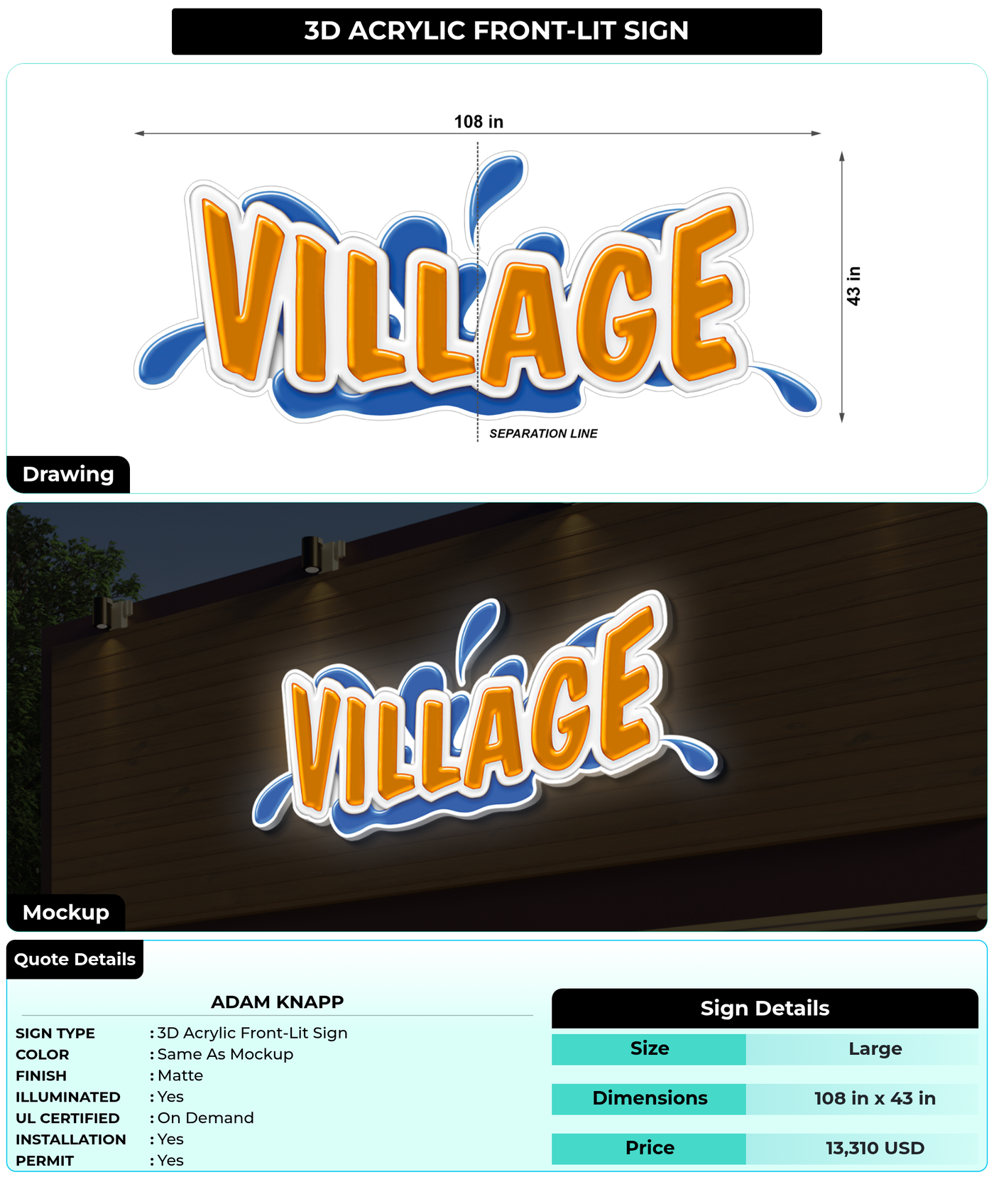 CUSTOM MOCKUP SIGN FOR Adam Knapp