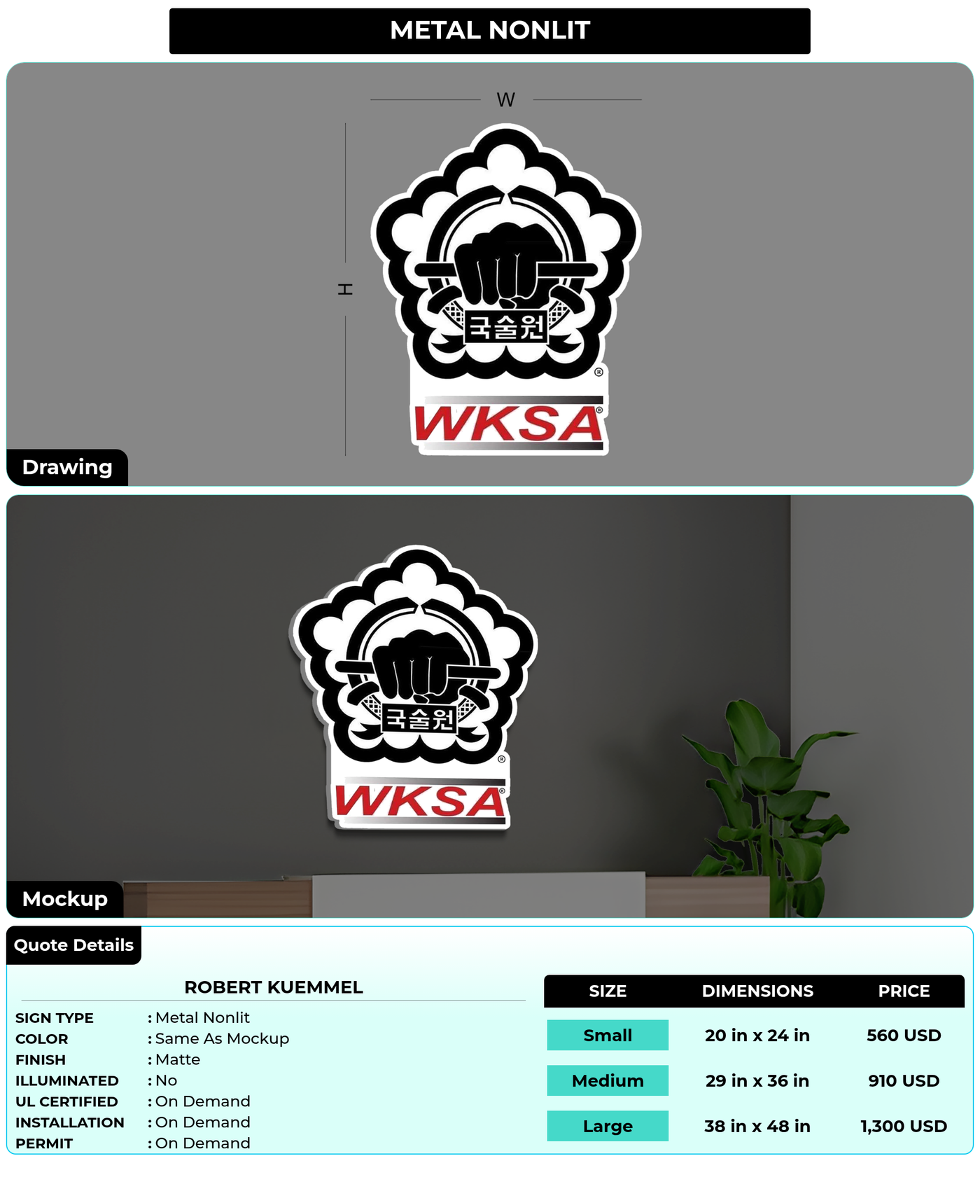 CUSTOM MOCKUP SIGN FOR Robert Kuemmel