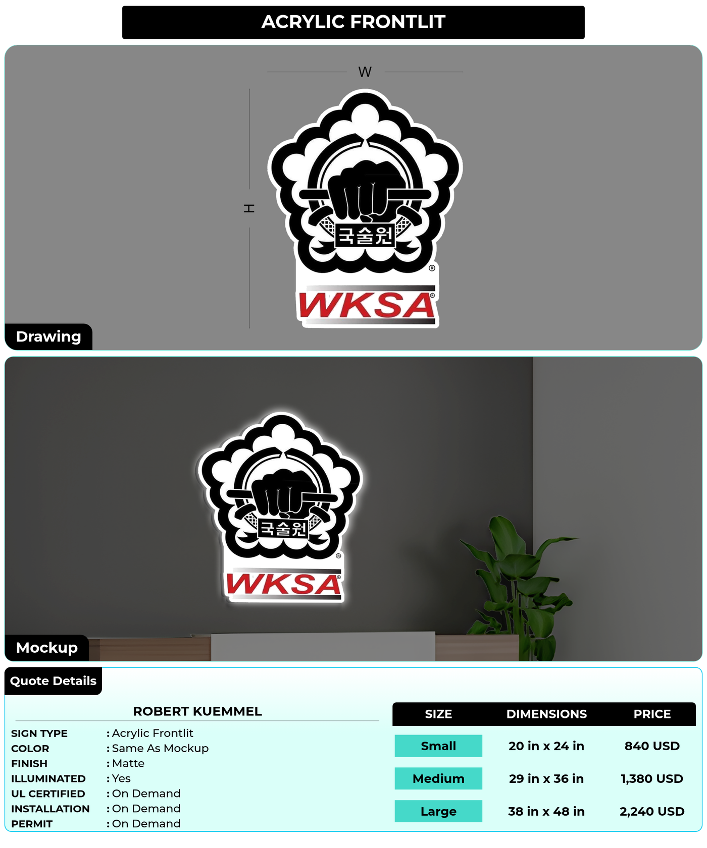 CUSTOM MOCKUP SIGN FOR Robert Kuemmel
