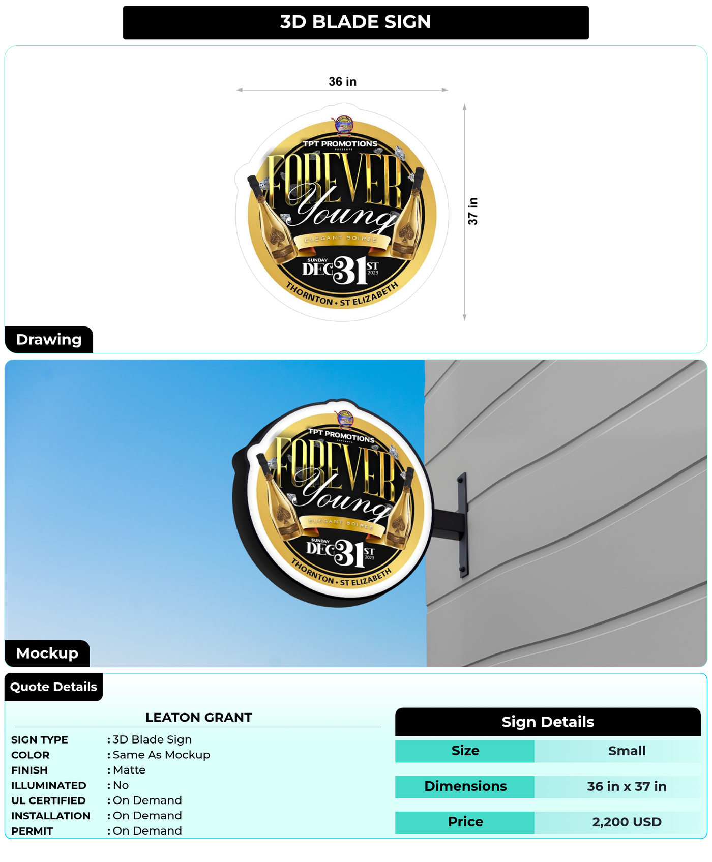 CUSTOM MOCKUP SIGN FOR Leaton Grant