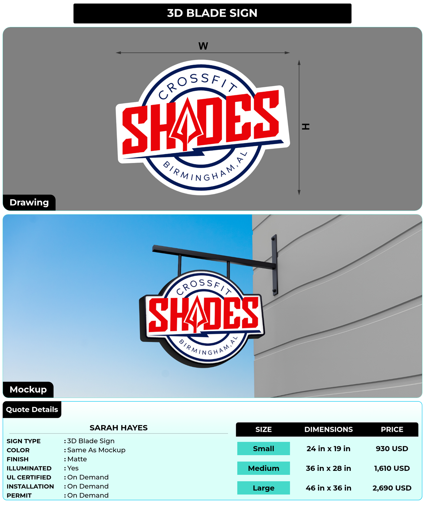 CUSTOM MOCKUP SIGN FOR Sarah Hayes