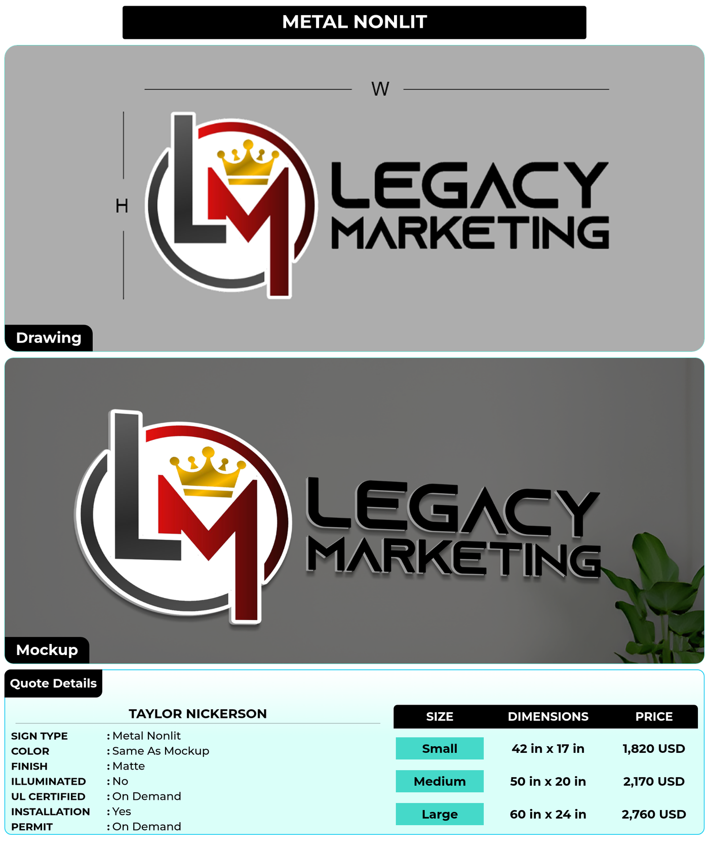 CUSTOM MOCKUP SIGN FOR Taylor Nickerson