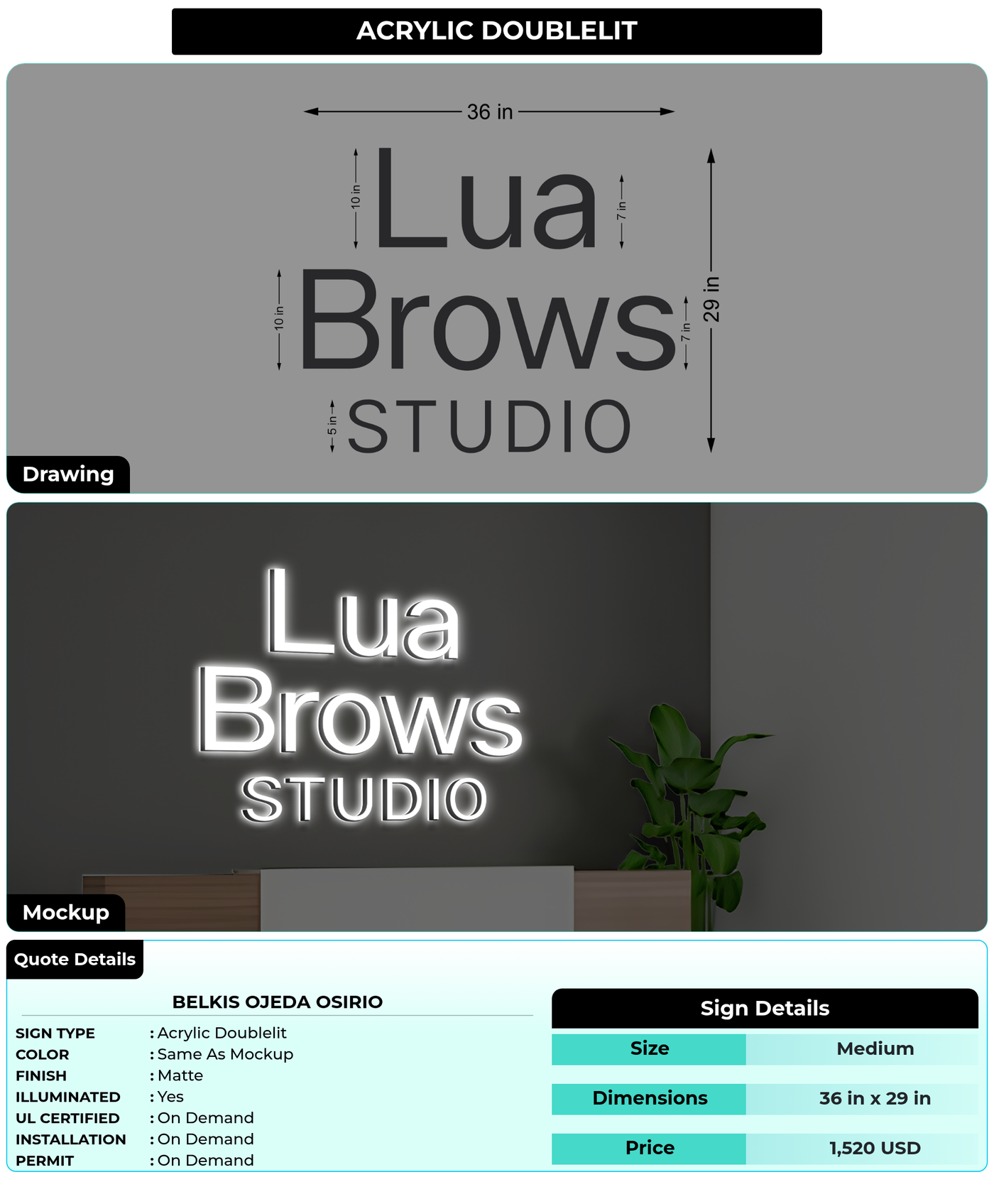 CUSTOM MOCKUP SIGN FOR Belkis Ojeda Osirio