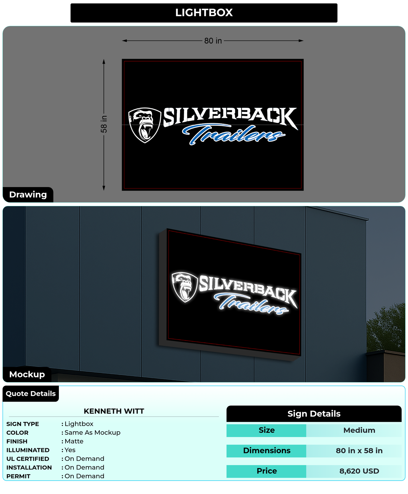 CUSTOM MOCKUP SIGN FOR Kenneth Witt