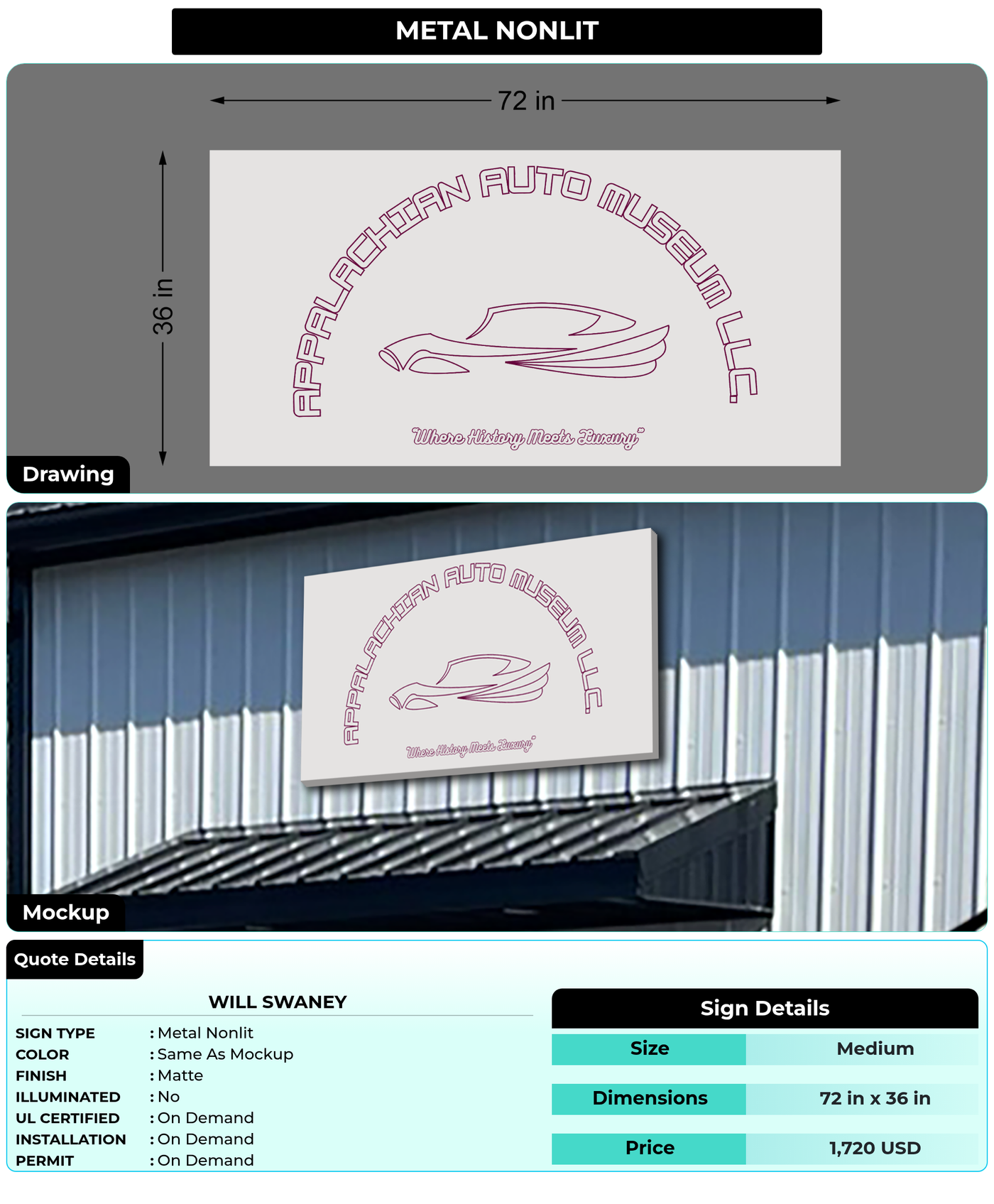CUSTOM MOCKUP SIGN FOR Will Swaney