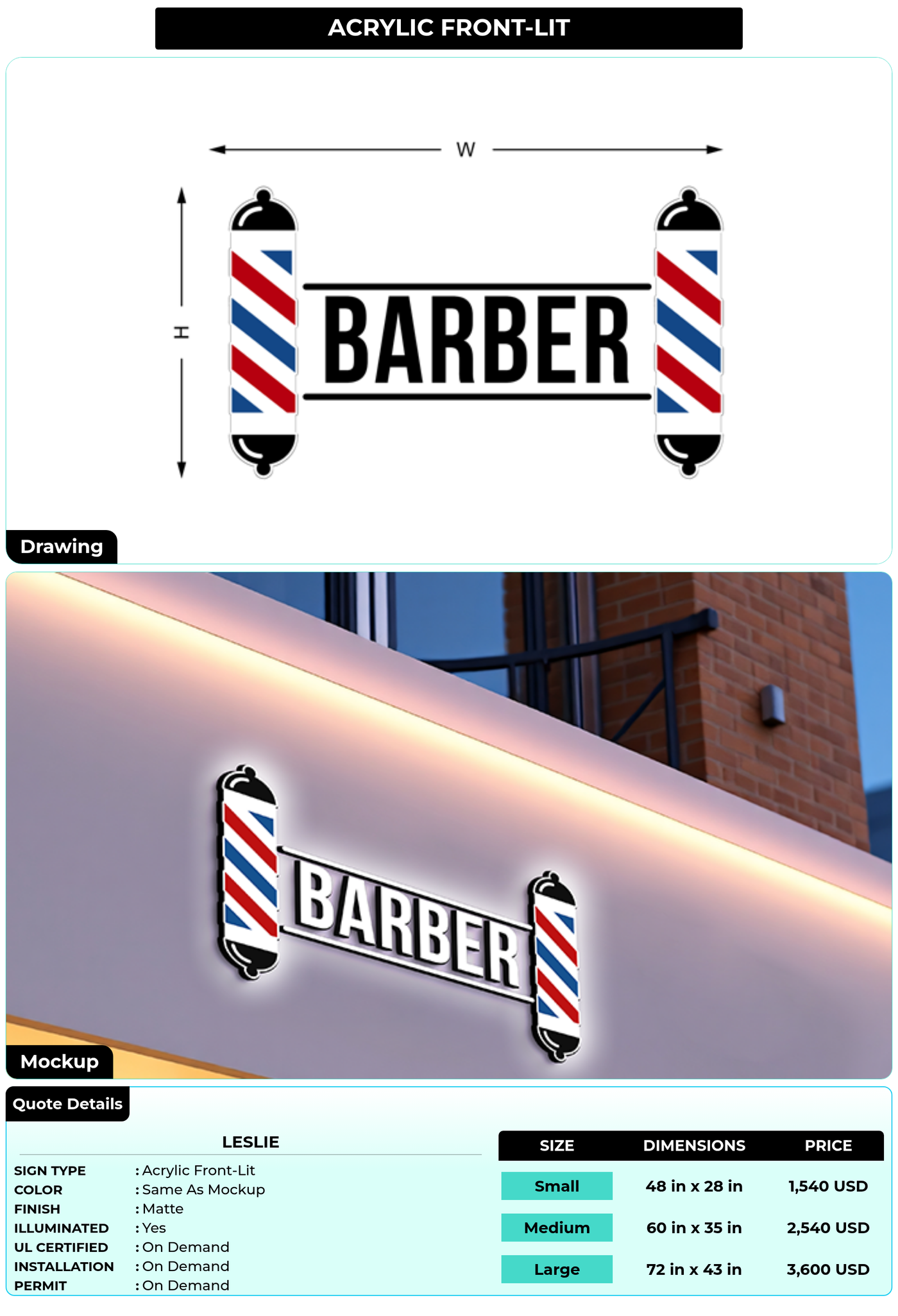 CUSTOM MOCKUP SIGN FOR Leslie