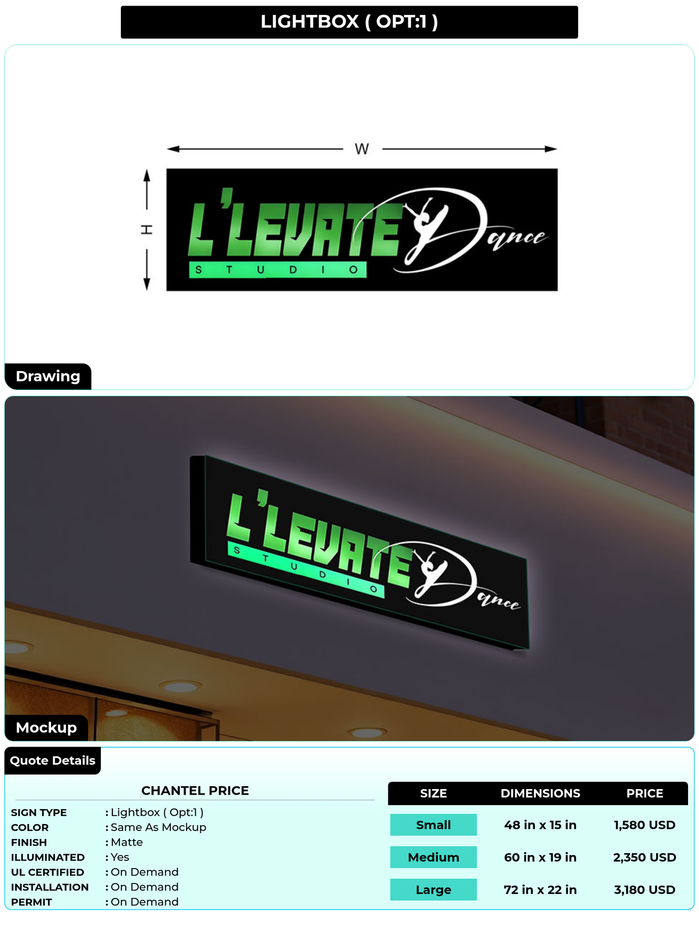 CUSTOM MOCKUP SIGN FOR Chantel price