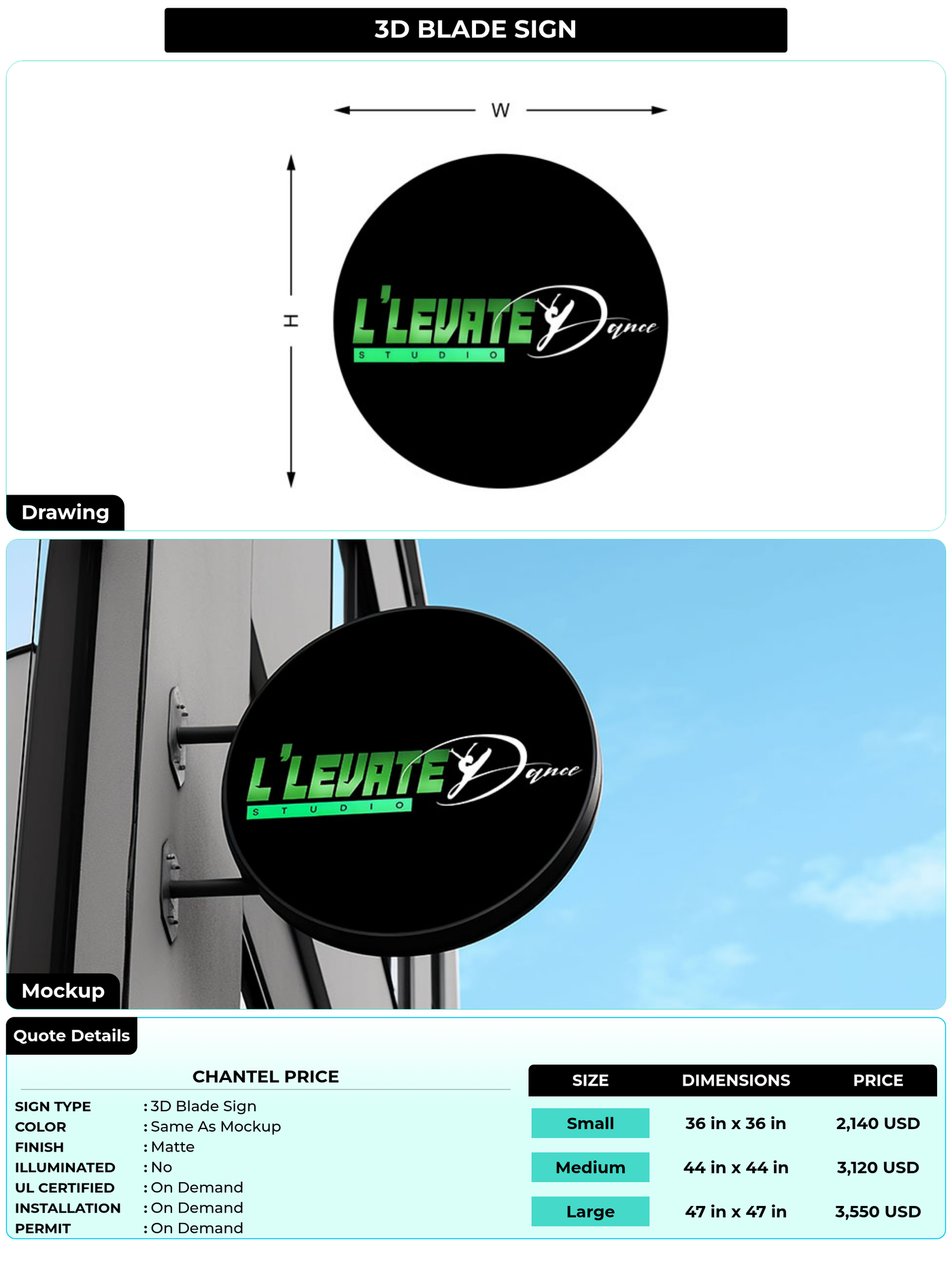 CUSTOM MOCKUP SIGN FOR Chantel price