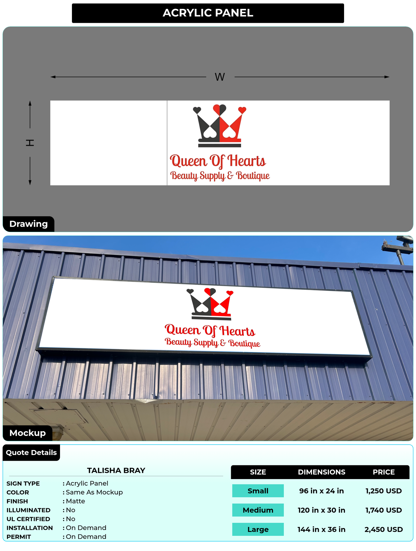 CUSTOM MOCKUP SIGN FOR Talisha Bray