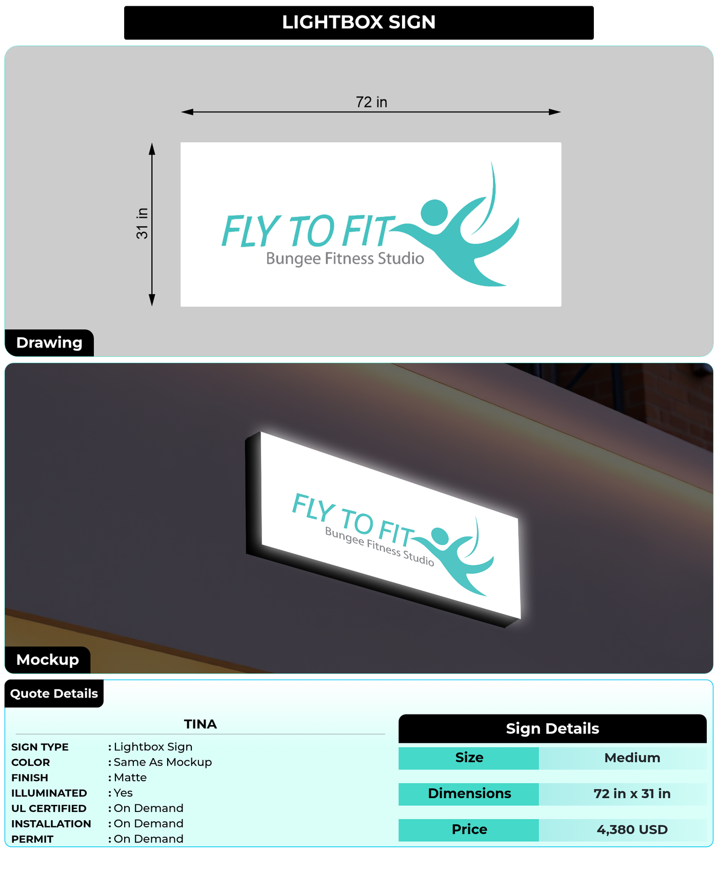 CUSTOM MOCKUP SIGN FOR Tina