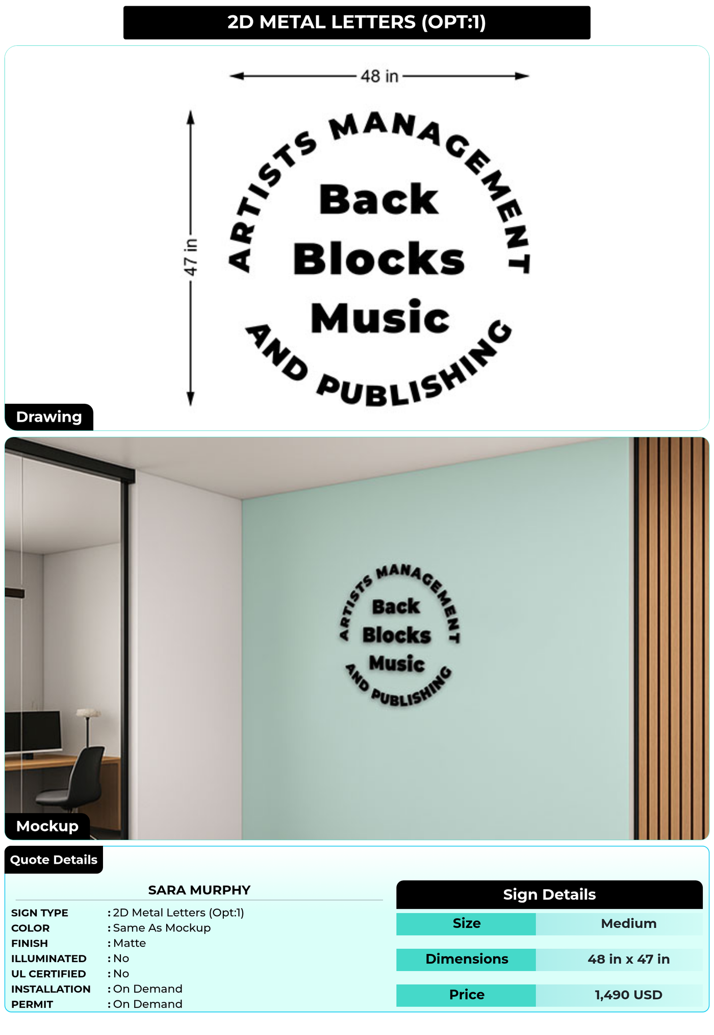 CUSTOM MOCKUP SIGN FOR Sara Murphy