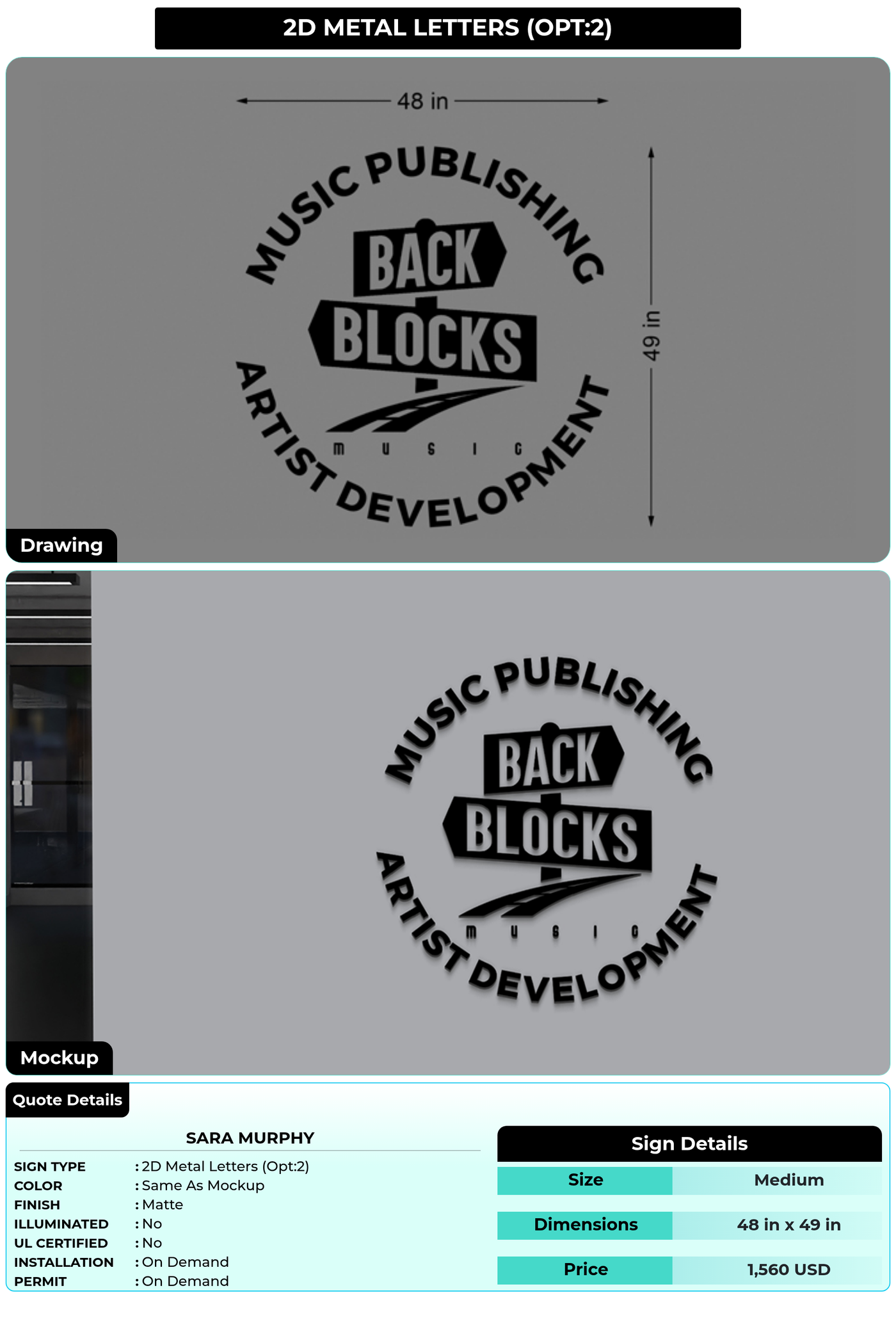CUSTOM MOCKUP SIGN FOR Sara Murphy