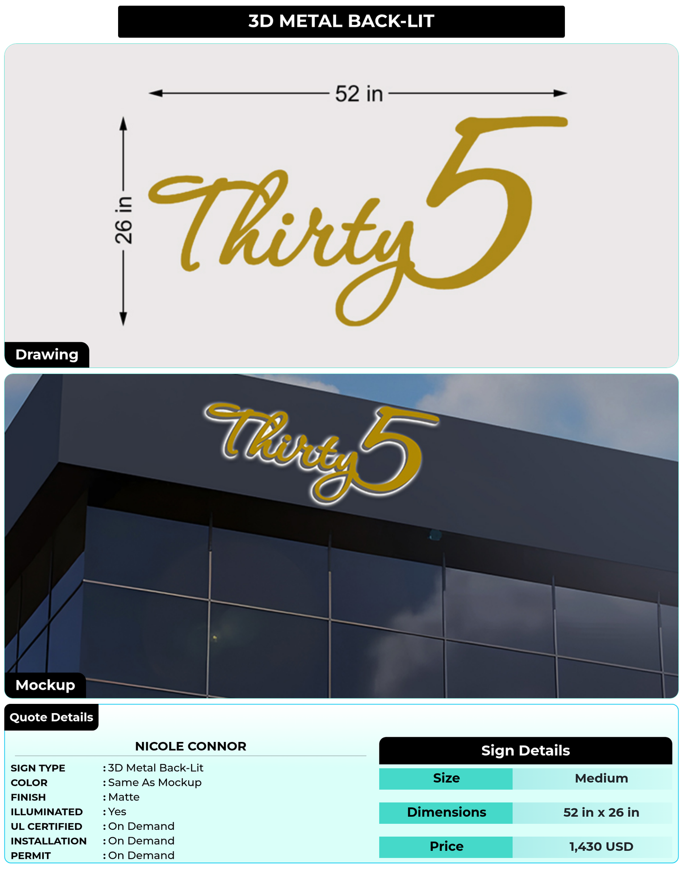 CUSTOM MOCKUP SIGN FOR Nicole Connor