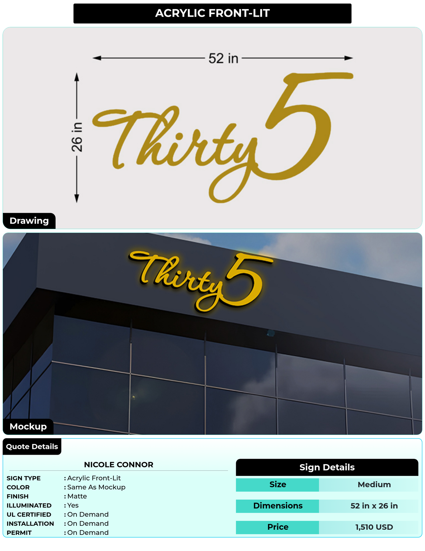 CUSTOM MOCKUP SIGN FOR Nicole Connor